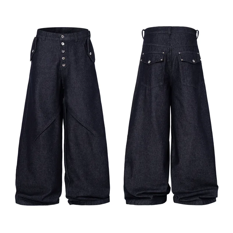 Omirad Panel Construction Wide Leg Denim Pants made by Omirad