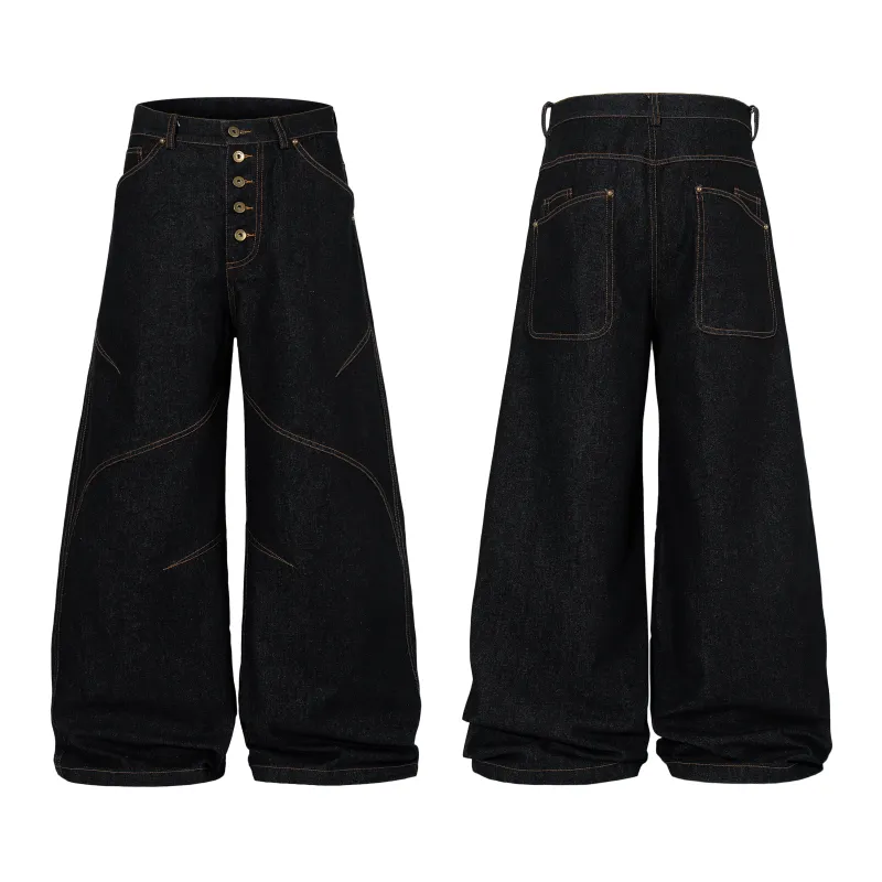 Omirad Curved Panel Wide Leg Denim Pants made by Omirad