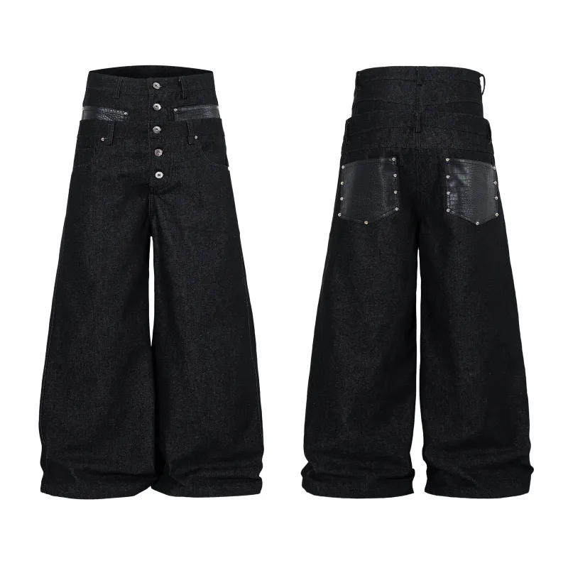 Omirad Wide Leg Button Fly Denim Pants made by Omirad