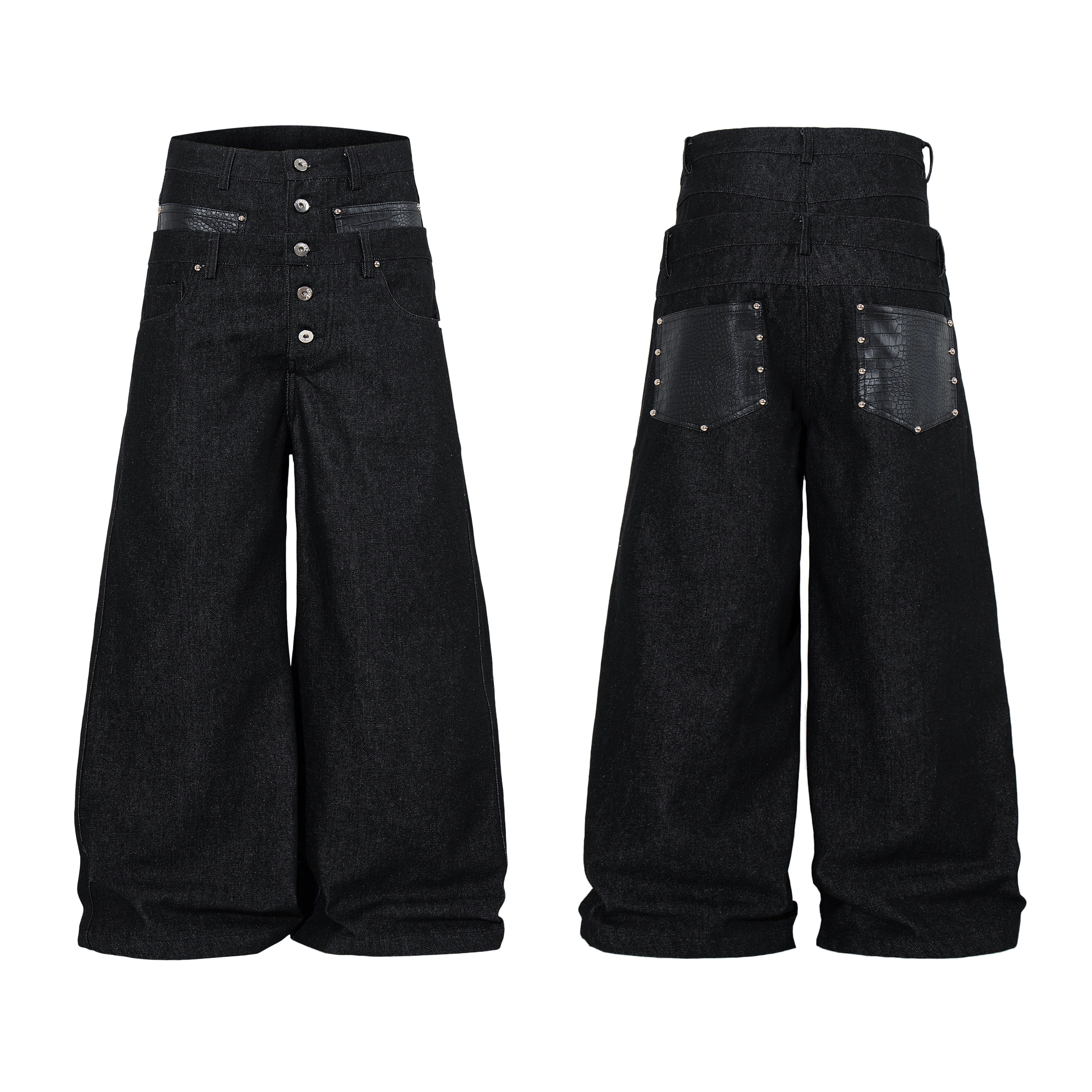 Omirad Wide Leg Button Fly Denim Pants sold by Omirad