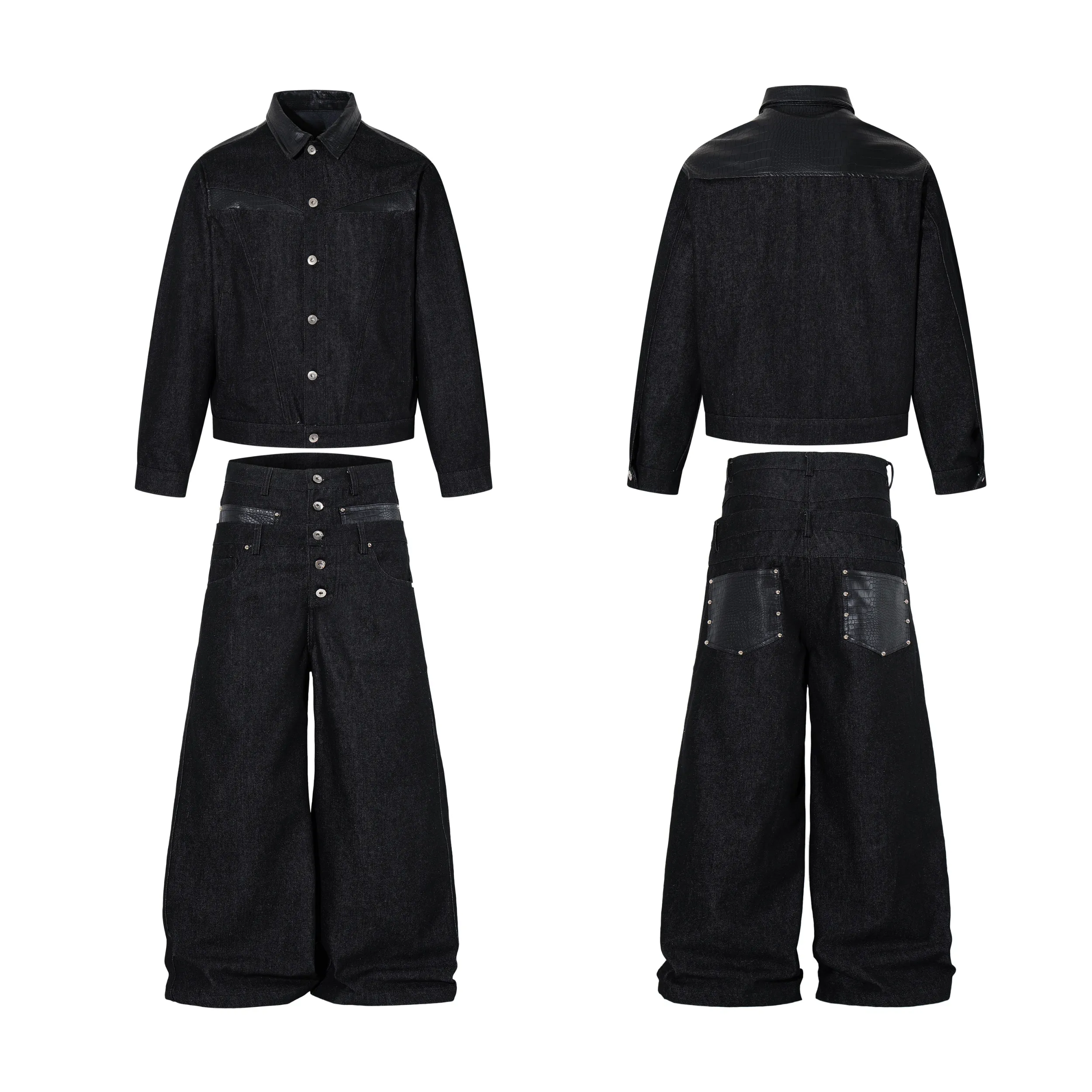 Omirad Wide Leg Button Fly Denim Pants sold by Omirad product image thumbnail 5