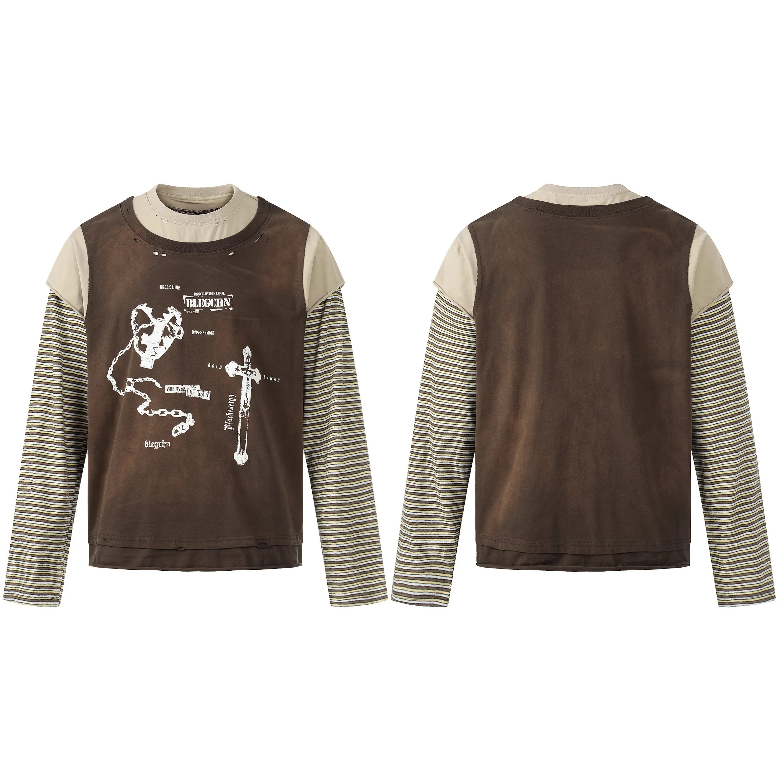 Omirad Layered Long Sleeve Graphic T-Shirt sold by Omirad