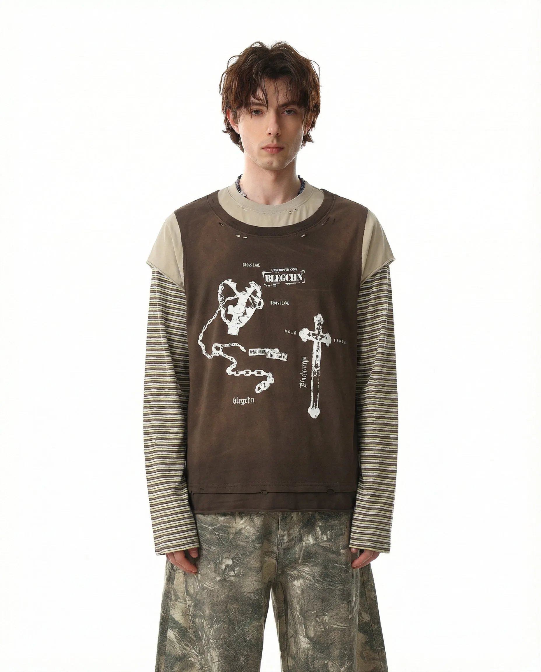 Omirad Layered Long Sleeve Graphic T-Shirt sold by Omirad product image thumbnail 4