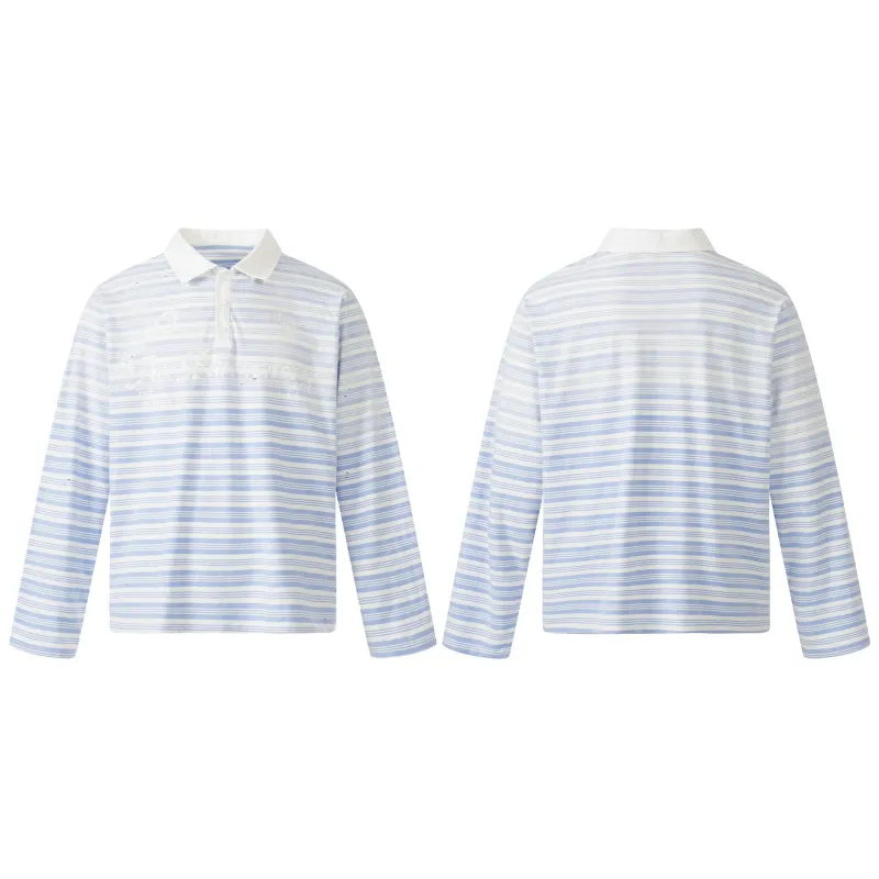 Omirad Striped Long Sleeve Polo Shirt made by Omirad