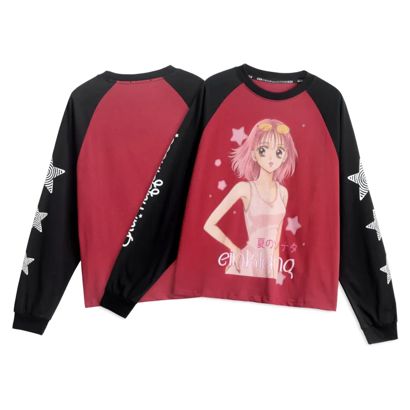 Omirad Anime Graphic Raglan Long Sleeve Tee made by Omirad