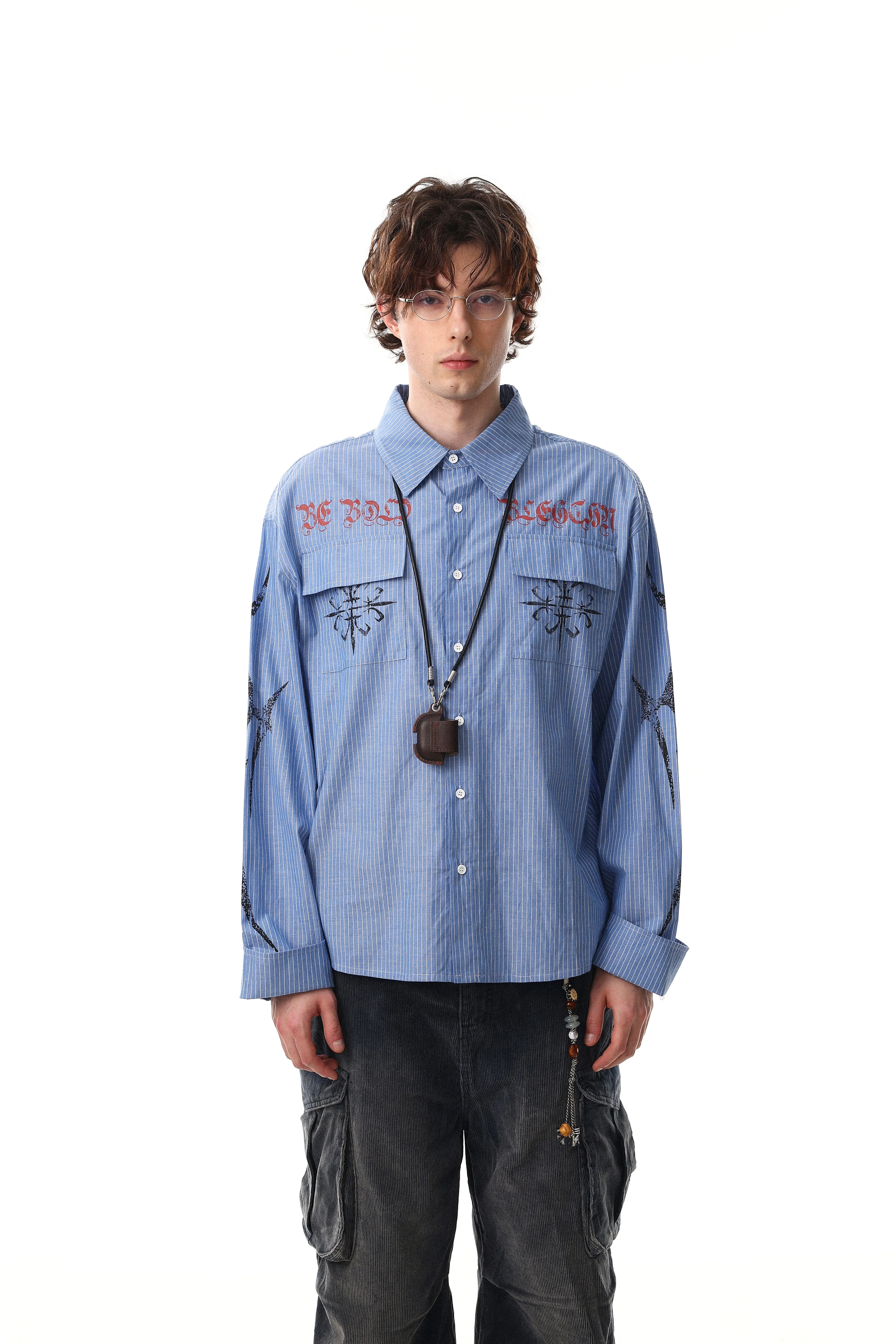 Omirad Striped Graphic Button-Up Shirt sold by Omirad product image thumbnail 4