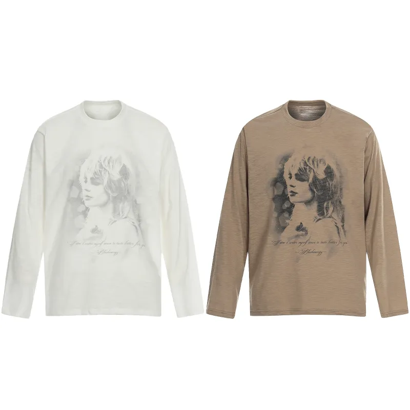 Omirad Vintage Portrait Graphic Long Sleeve Tee made by Omirad