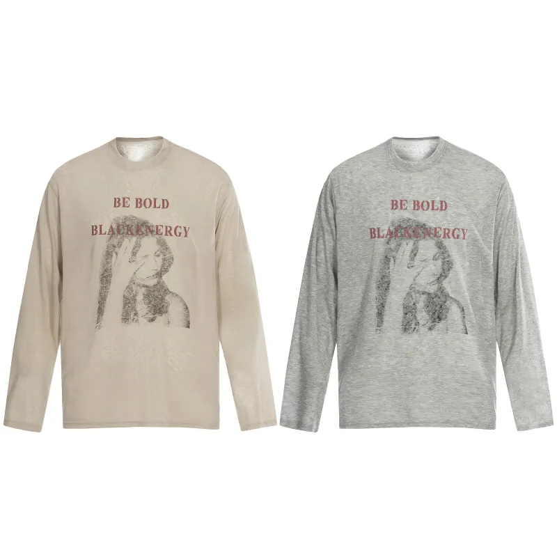 Omirad “Be Bold” Portrait Graphic Long Sleeve Tee made by Omirad