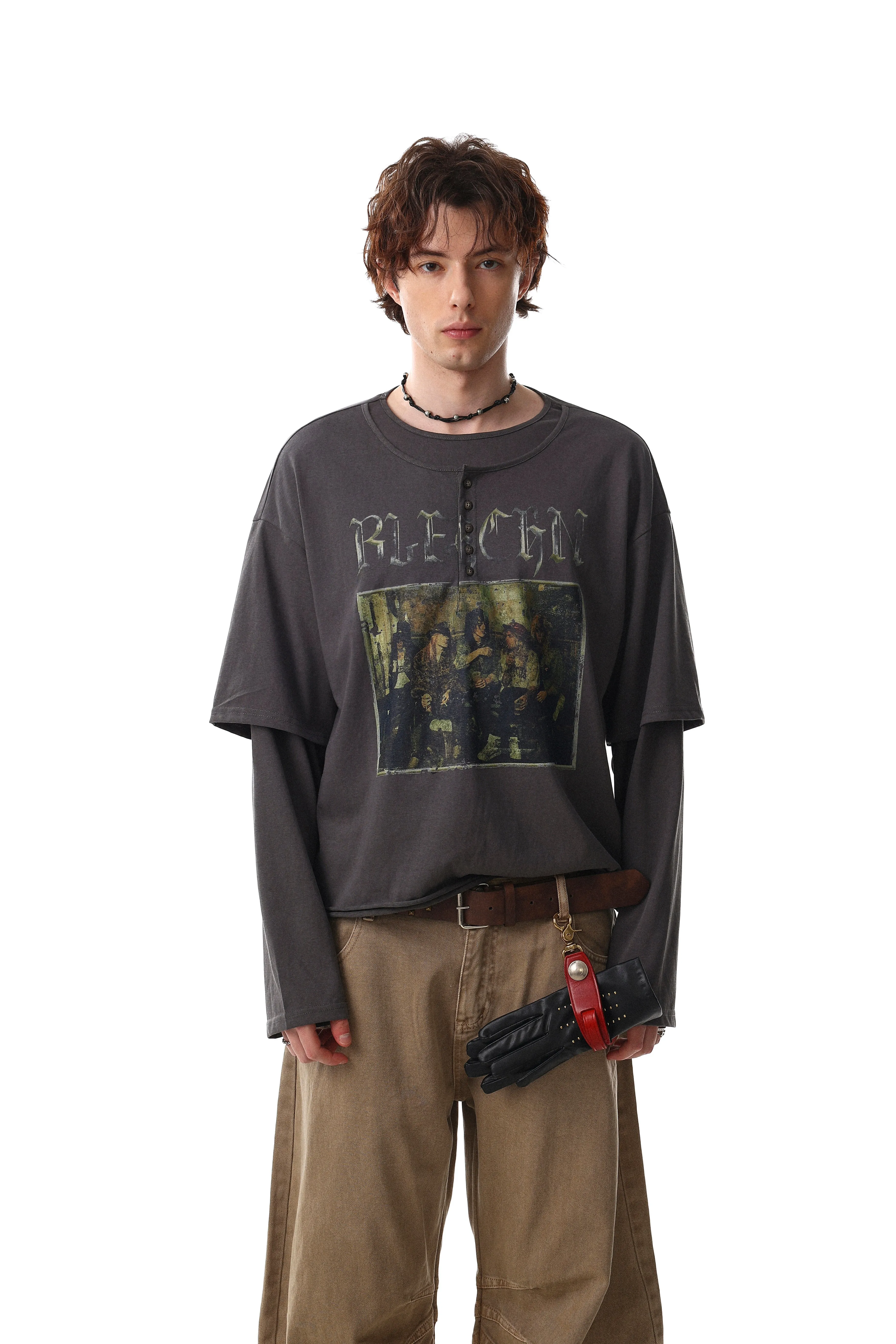 Omirad Layered Graphic Long Sleeve Tee sold by Omirad product image thumbnail 4