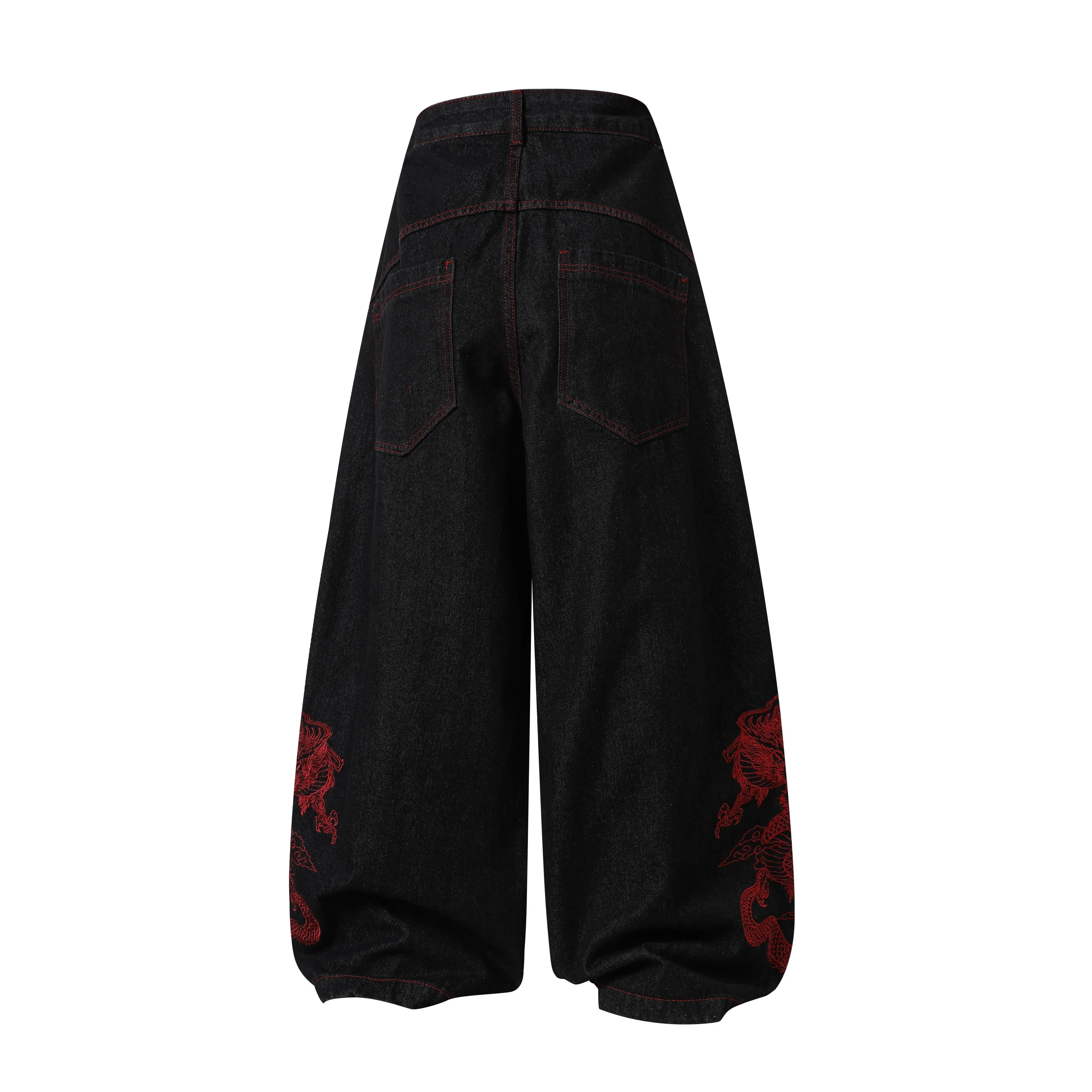 Omirad Dragon Embroidered Wide-Leg Denim Pants sold by Omirad product image thumbnail 3