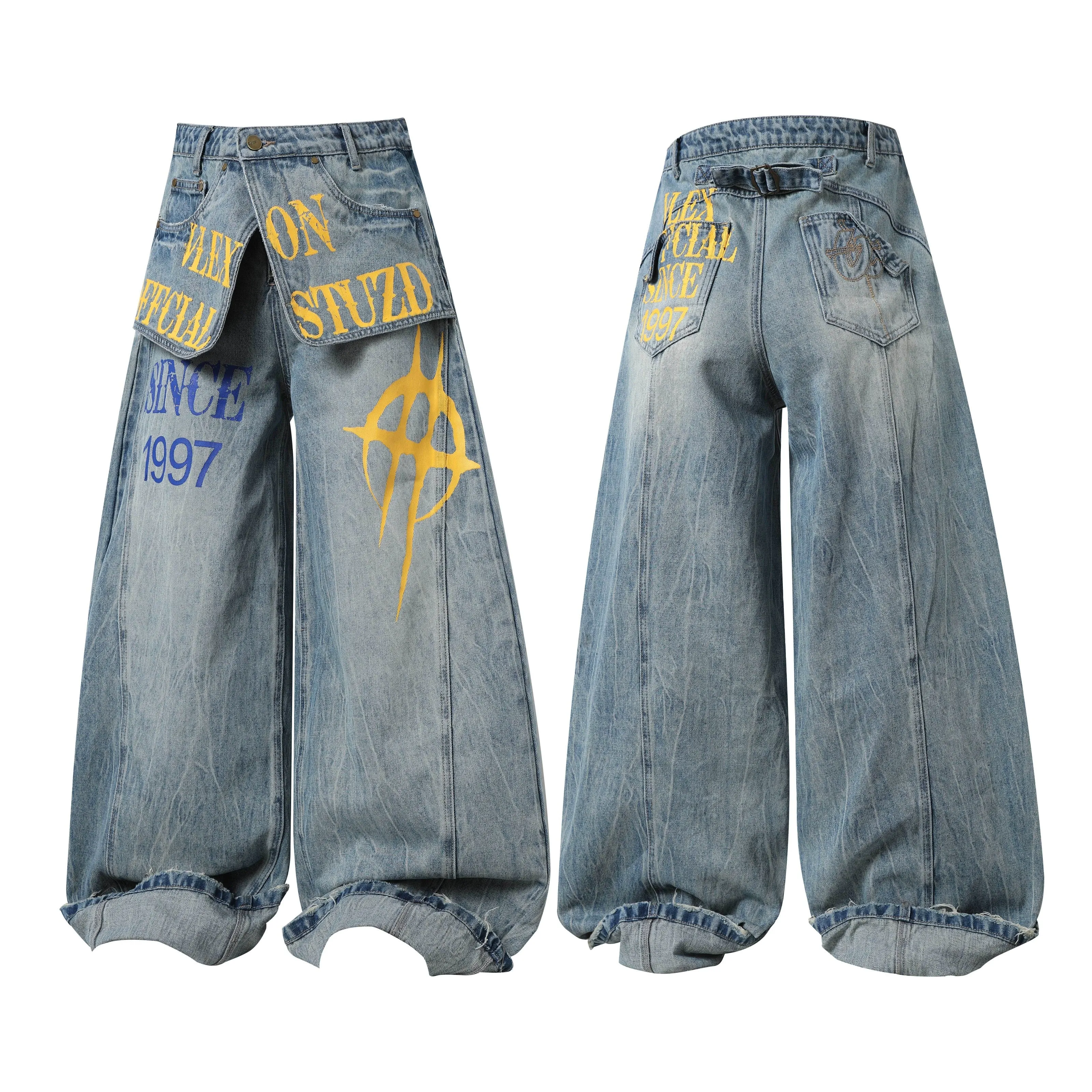 Omirad Graphic Wide-Leg Denim Pants sold by Omirad