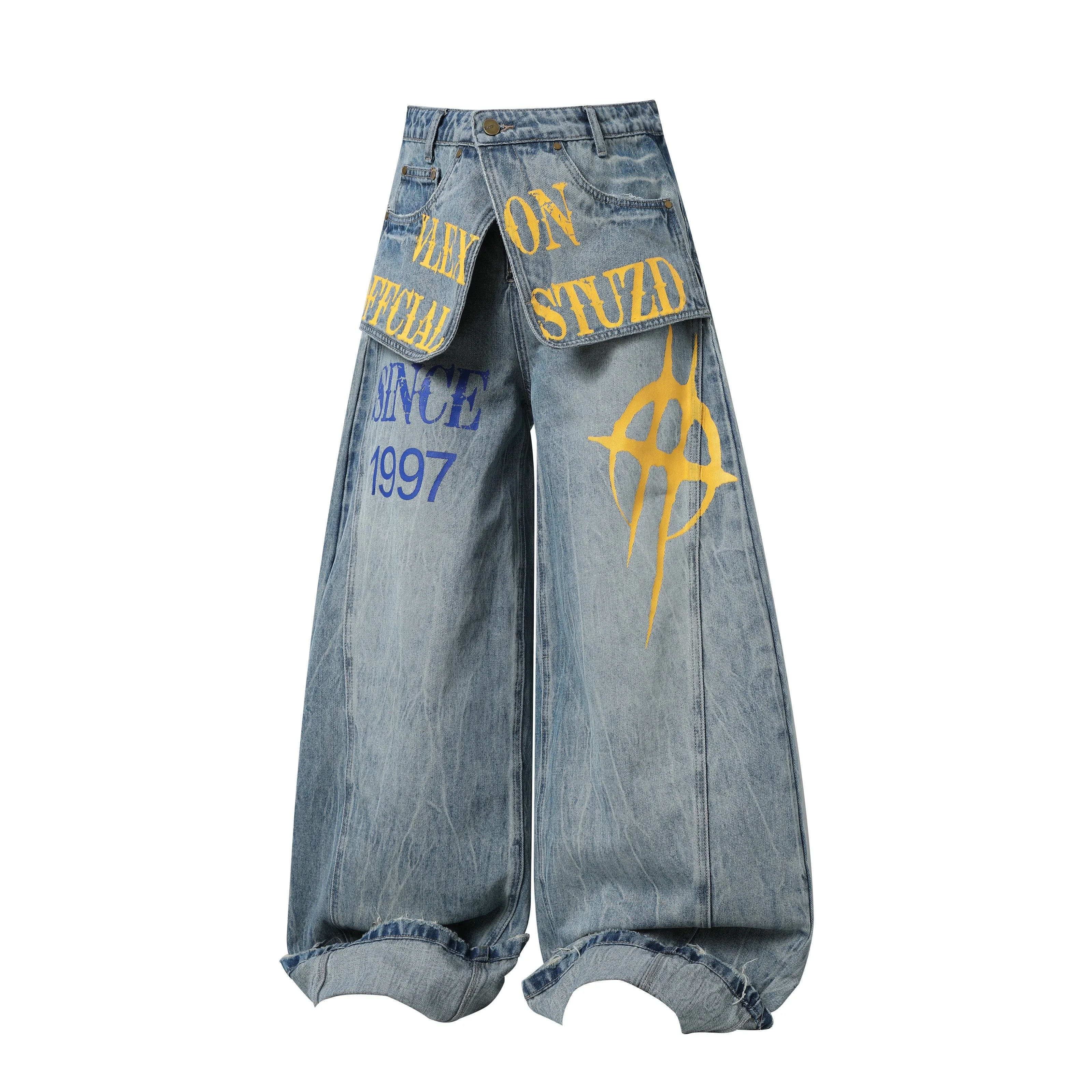 Omirad Graphic Wide-Leg Denim Pants sold by Omirad product image thumbnail 2