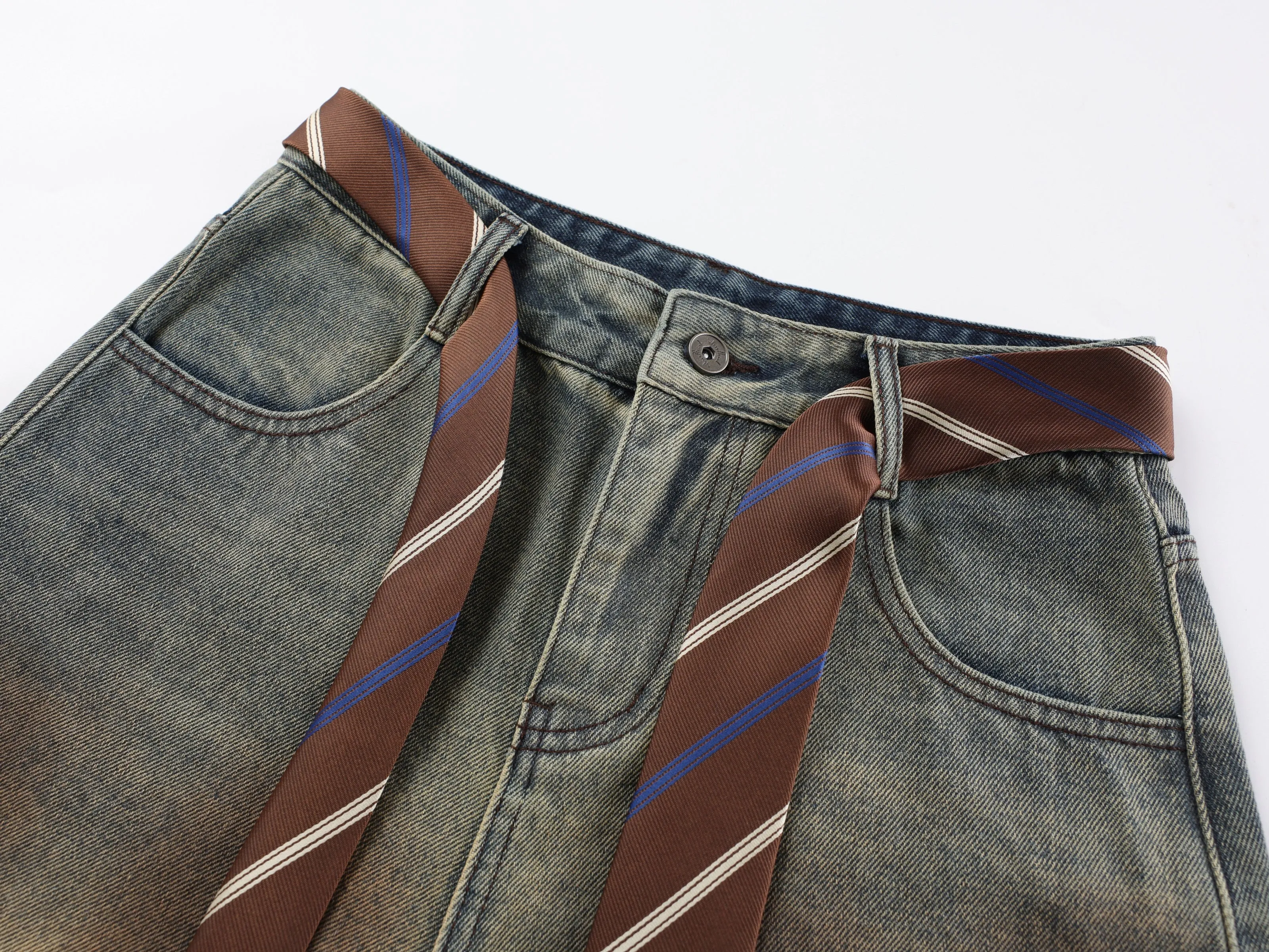 Omirad Tie-Waist Wide-Leg Denim Pants sold by Omirad product image thumbnail 4