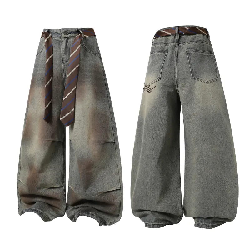 Omirad Tie-Waist Wide-Leg Denim Pants made by Omirad