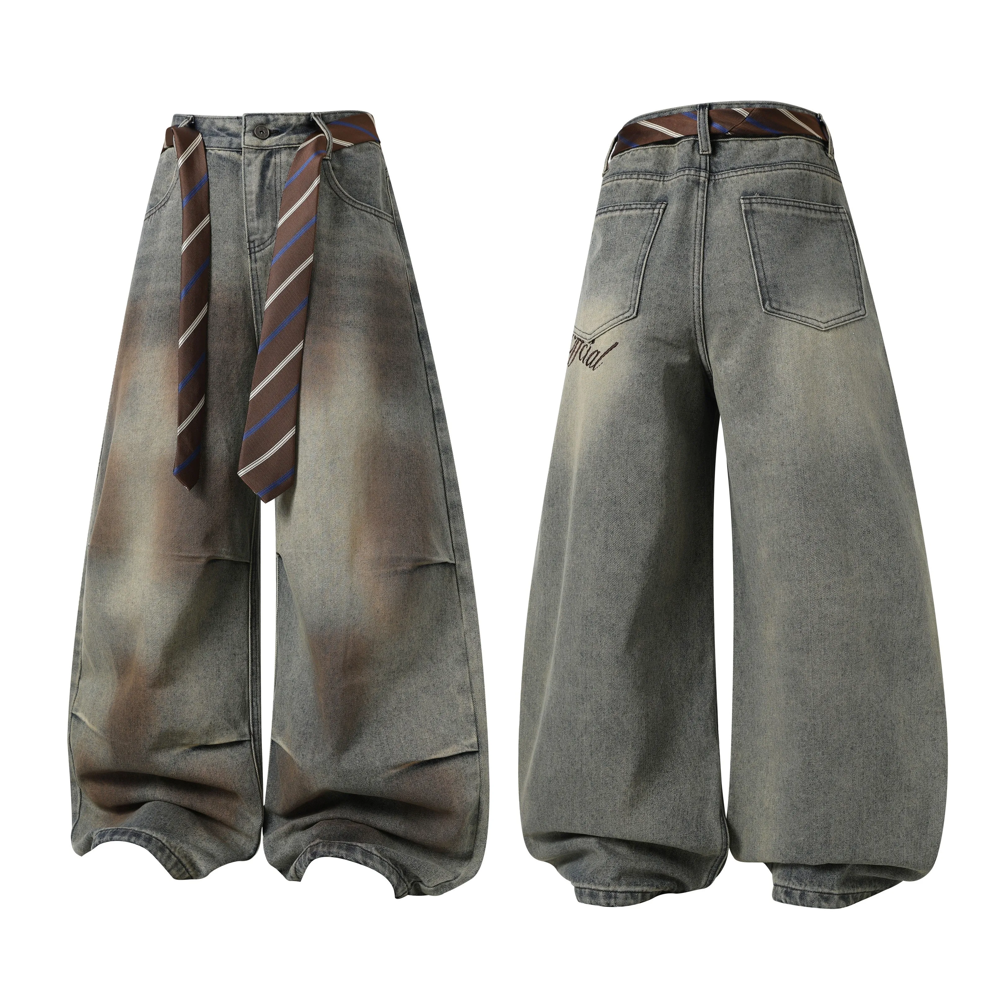 Omirad Tie-Waist Wide-Leg Denim Pants sold by Omirad