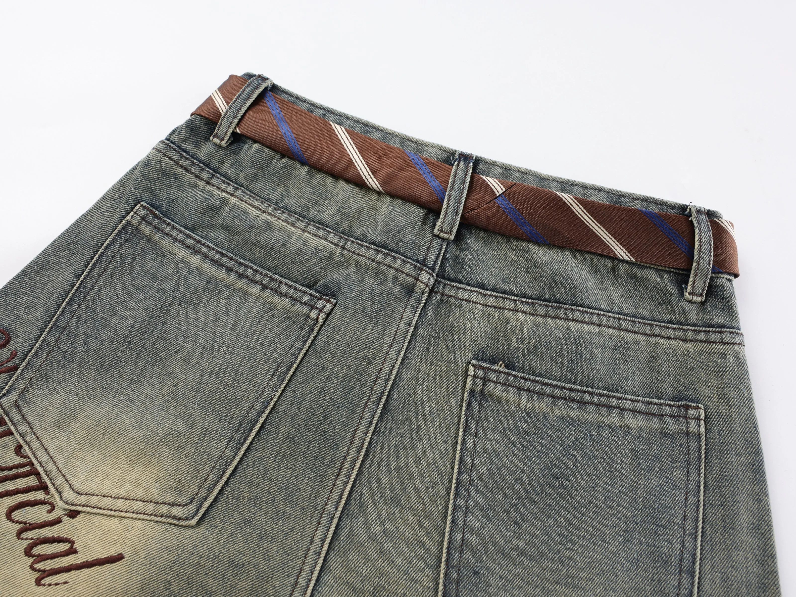 Omirad Tie-Waist Wide-Leg Denim Pants sold by Omirad product image thumbnail 5
