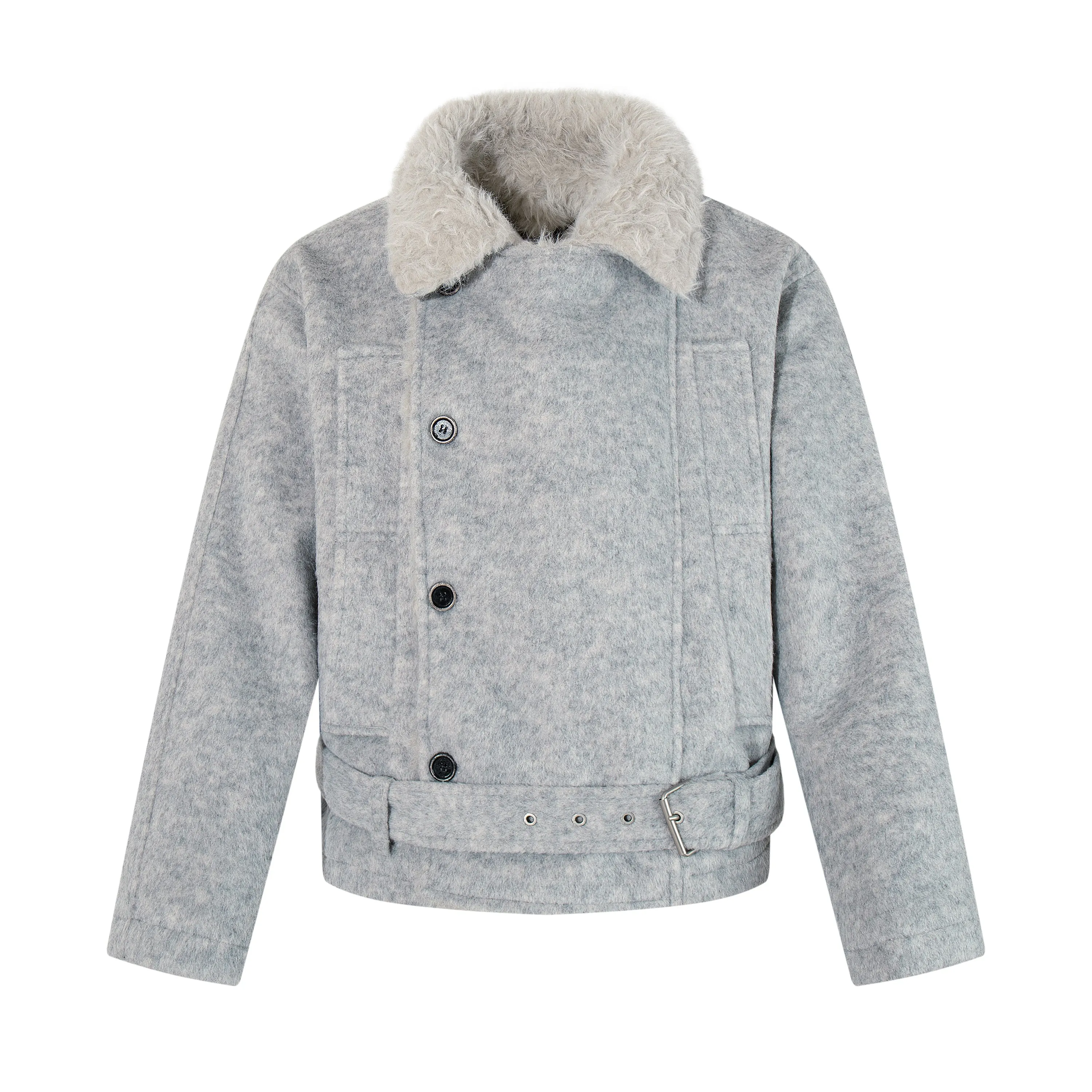Omirad Fur-Collar Belted Jacket sold by Omirad product image thumbnail 4