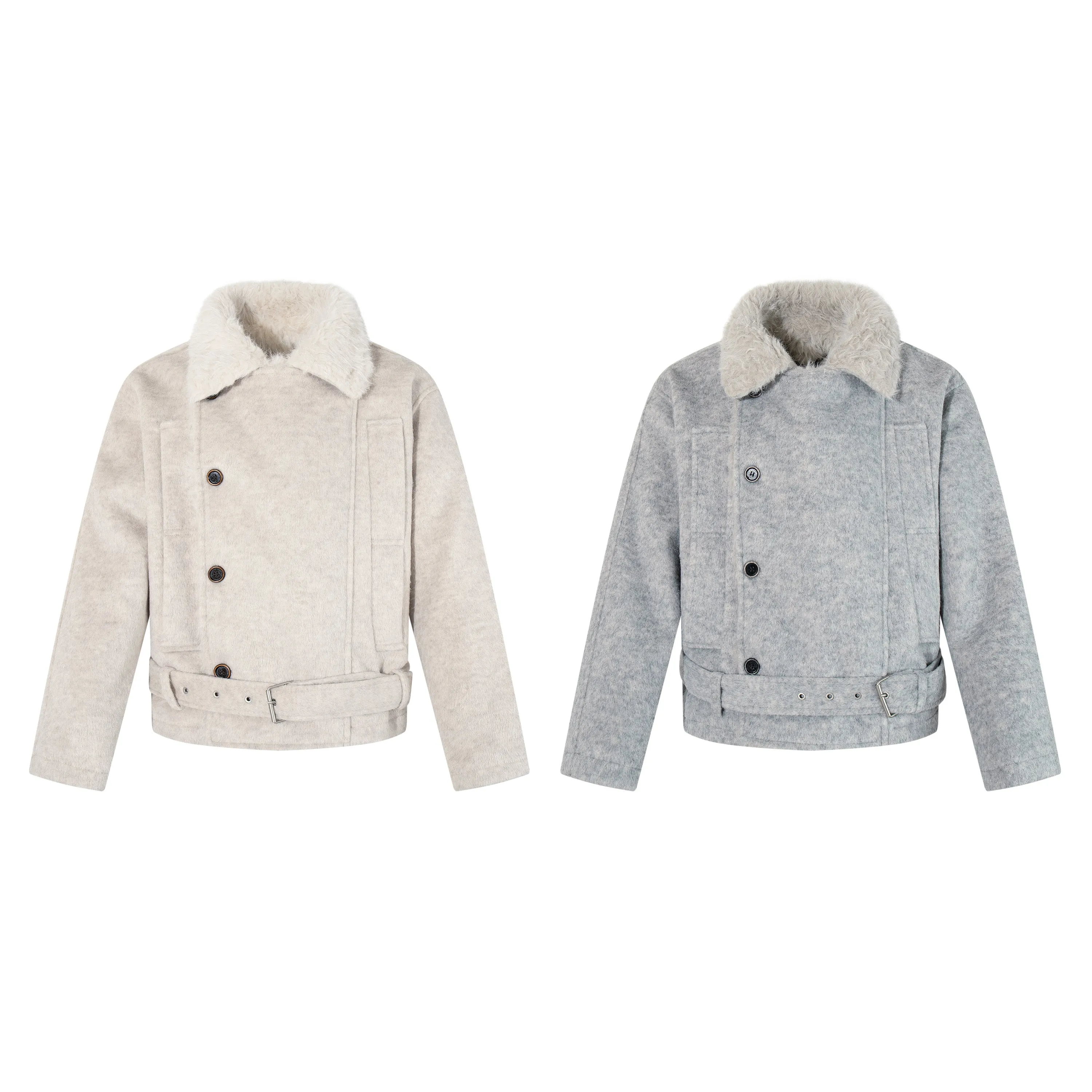 Omirad Fur-Collar Belted Jacket sold by Omirad