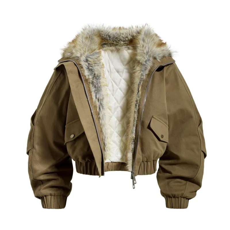 Omirad Fur-Lined High-Neck Cotton Jacket made by Omirad