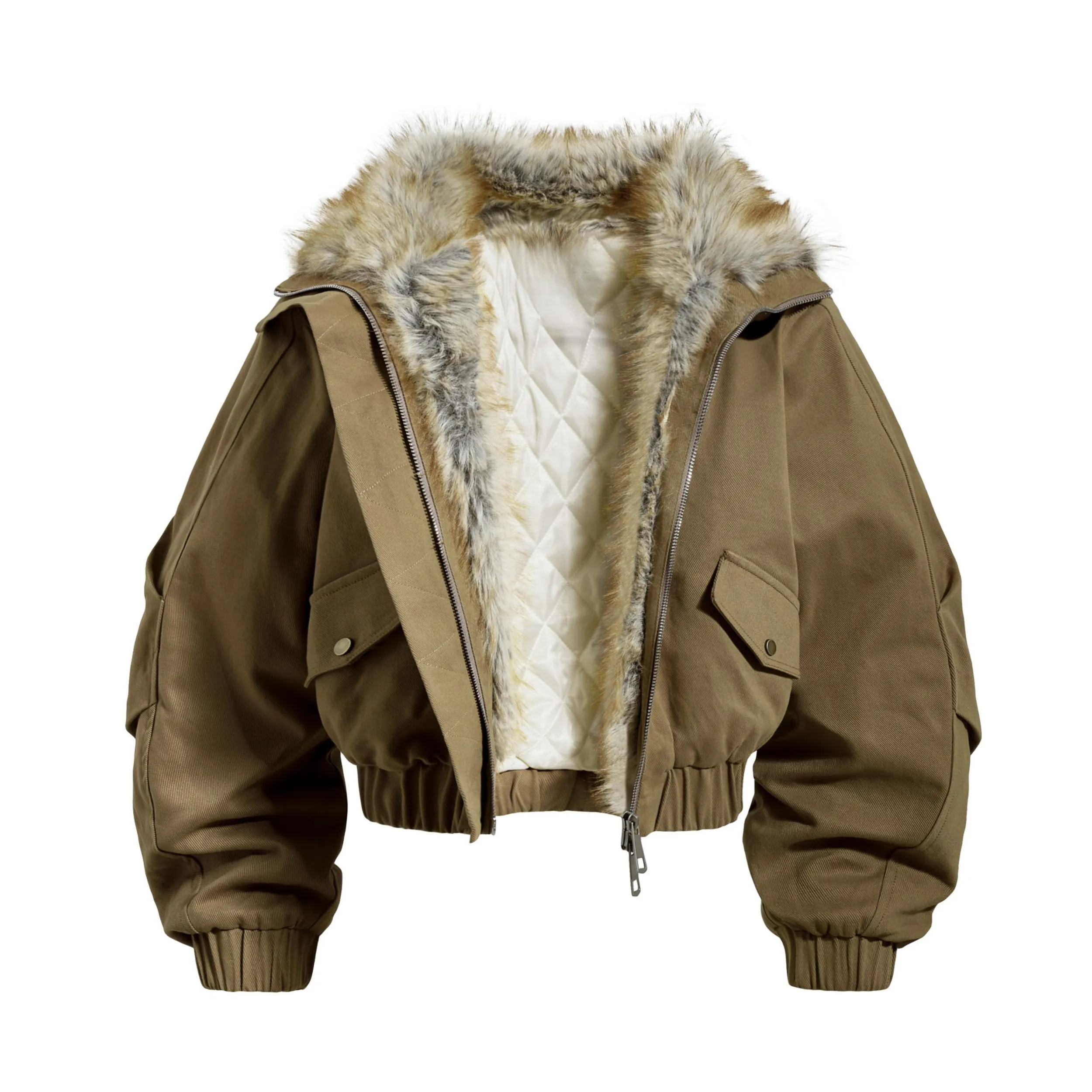 Omirad Fur-Lined High-Neck Cotton Jacket sold by Omirad