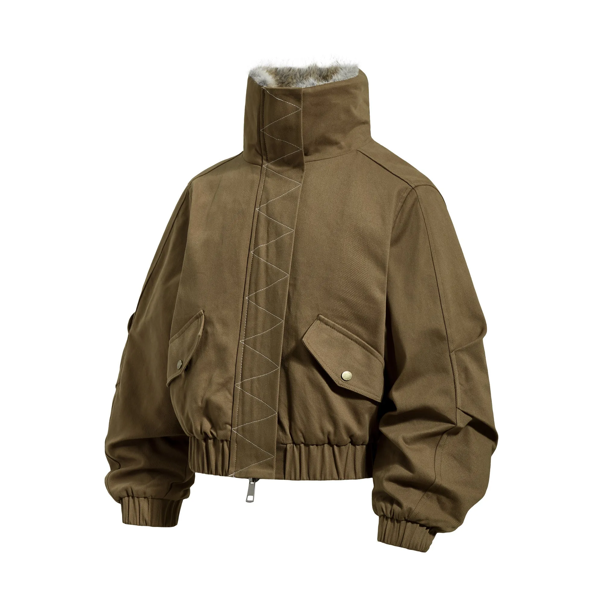 Omirad Fur-Lined High-Neck Cotton Jacket sold by Omirad product image thumbnail 3