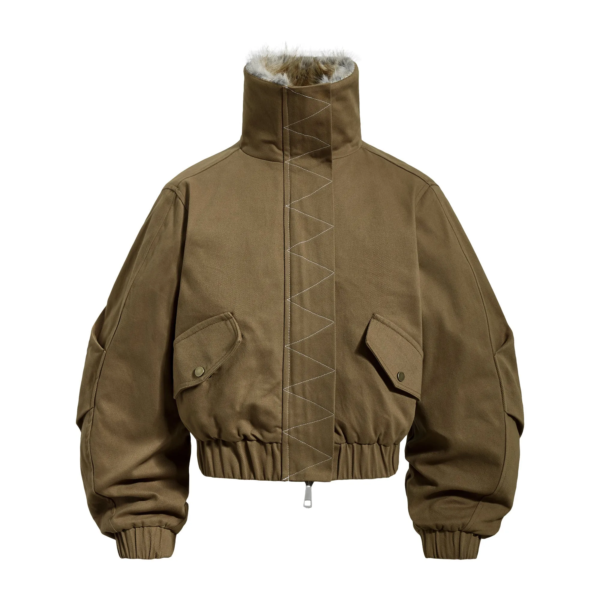 Omirad Fur-Lined High-Neck Cotton Jacket sold by Omirad product image thumbnail 2