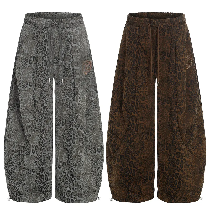 Omirad Leopard Wash Wide Sweat Pants made by Omirad