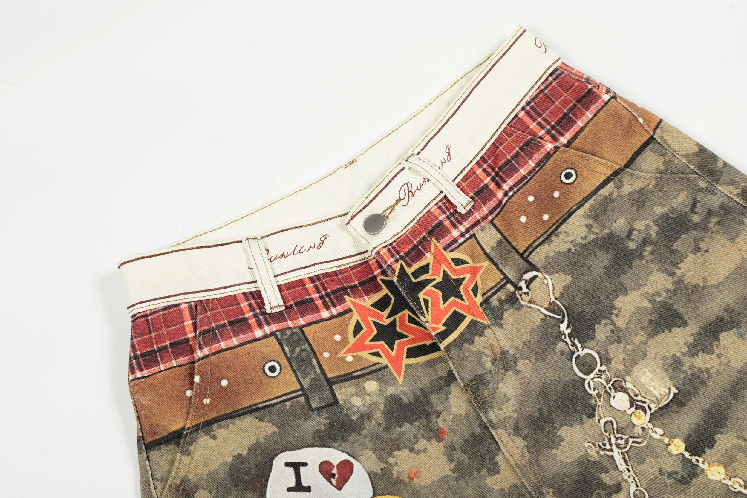 Omirad Camo Patchwork Wide-Leg Denim Pants sold by Omirad product image thumbnail 5