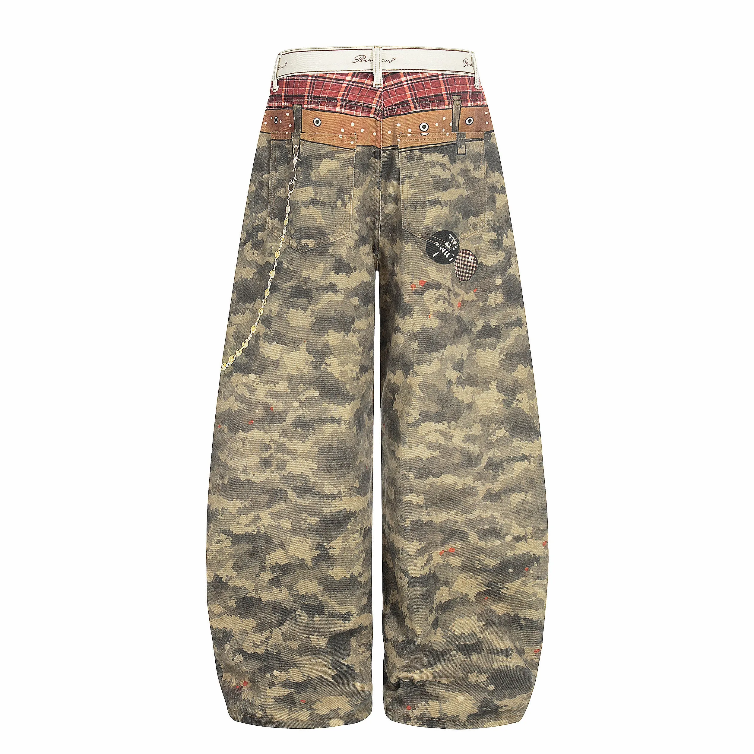 Omirad Camo Patchwork Wide-Leg Denim Pants sold by Omirad product image thumbnail 4