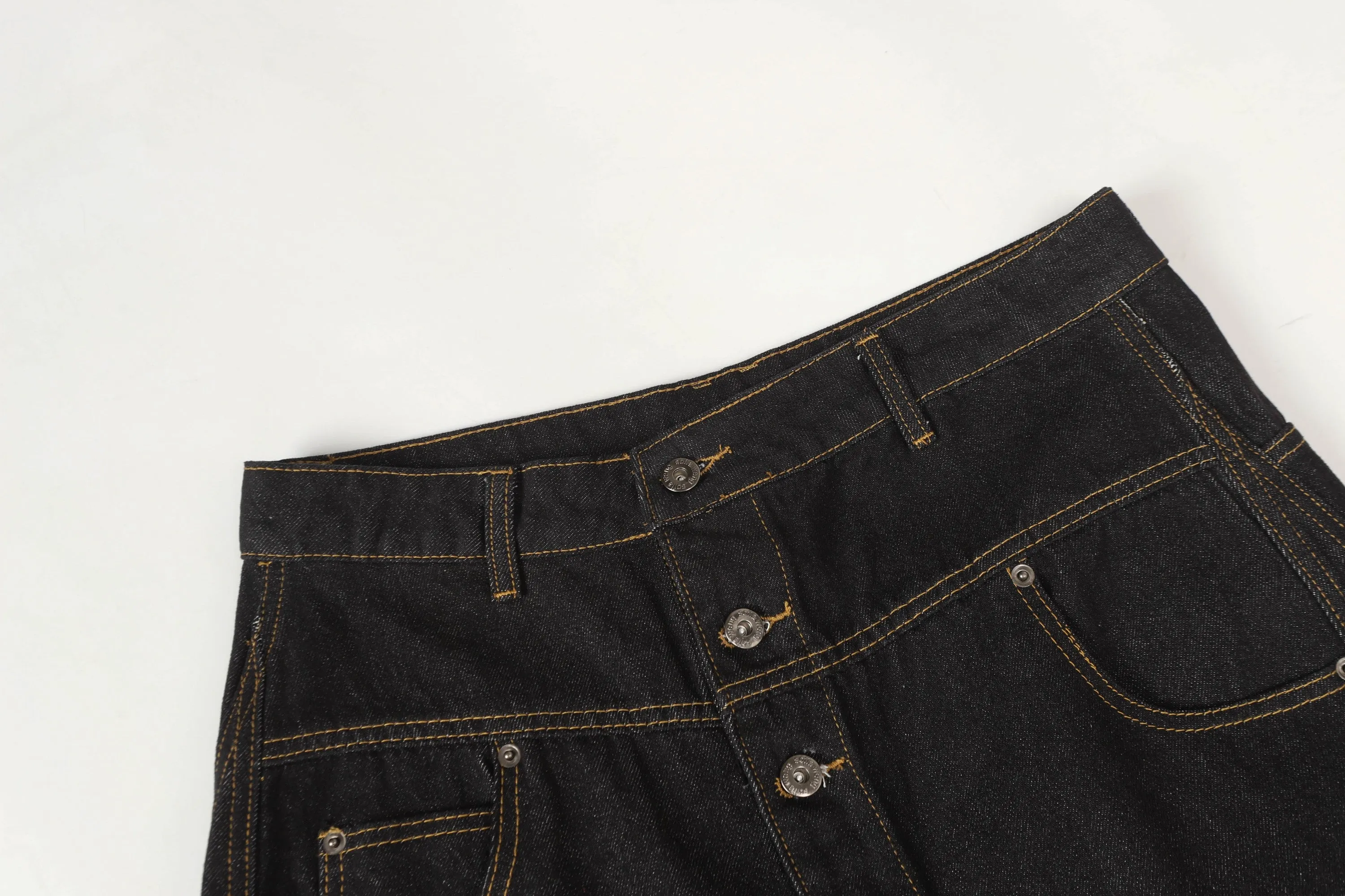 Omirad Asymmetric Button Wide-Leg Denim Pants sold by Omirad product image thumbnail 5