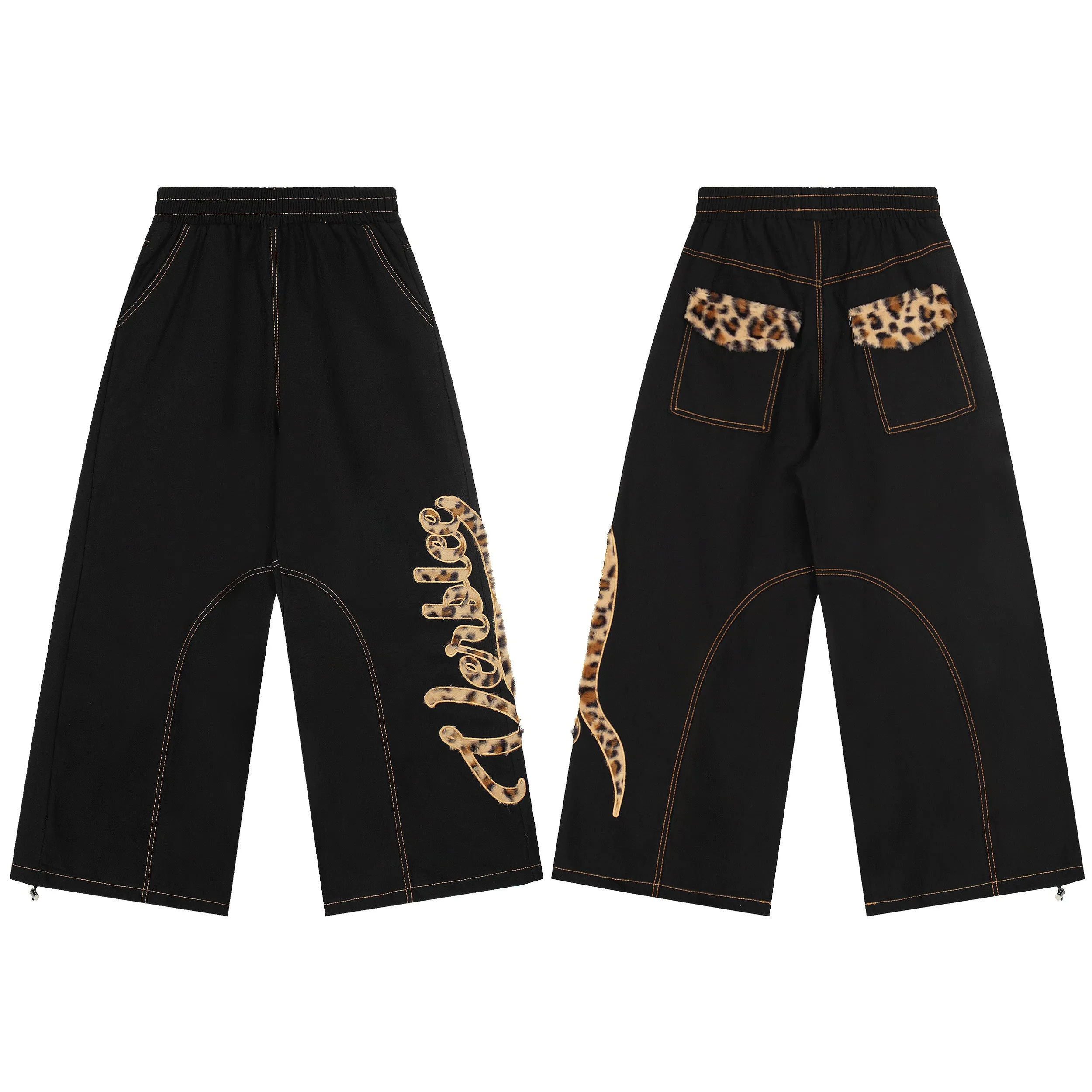 Omirad Leopard Patch Wide-Leg Pants sold by Omirad