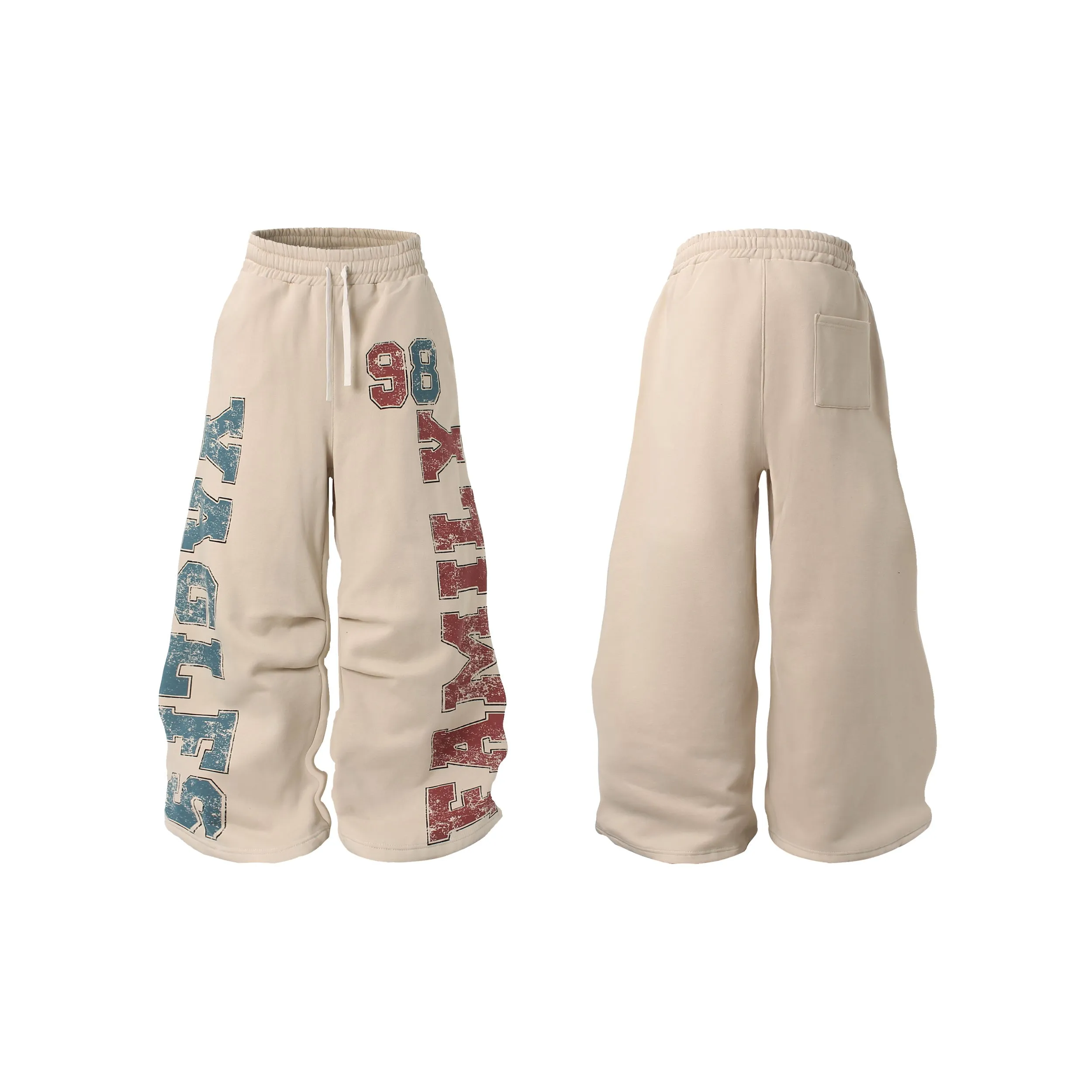 Omirad Fleece-Lined Family Letter Wide-Leg Sweatpants sold by Omirad product image thumbnail 3