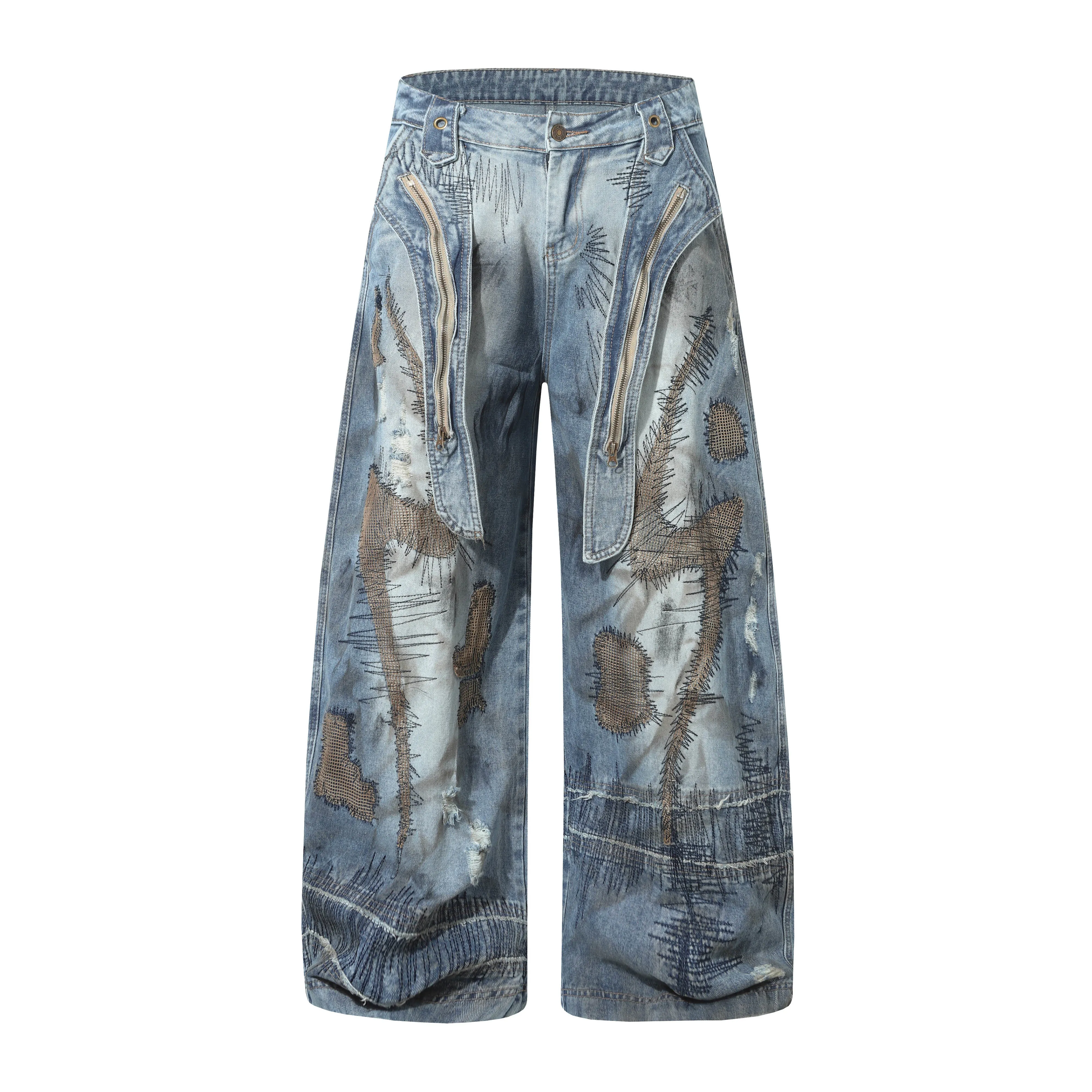 Omirad Distressed Patchwork Denim Pants sold by Omirad product image thumbnail 2