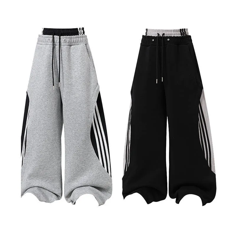 Omirad Double-Waist Stripe Wide-Leg Sweatpants sold by Omirad