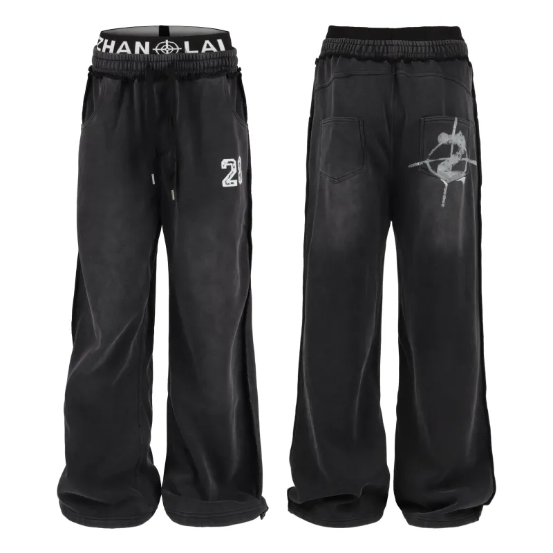 Omirad Graffiti Washed Wide-Leg Sweatpants made by Omirad
