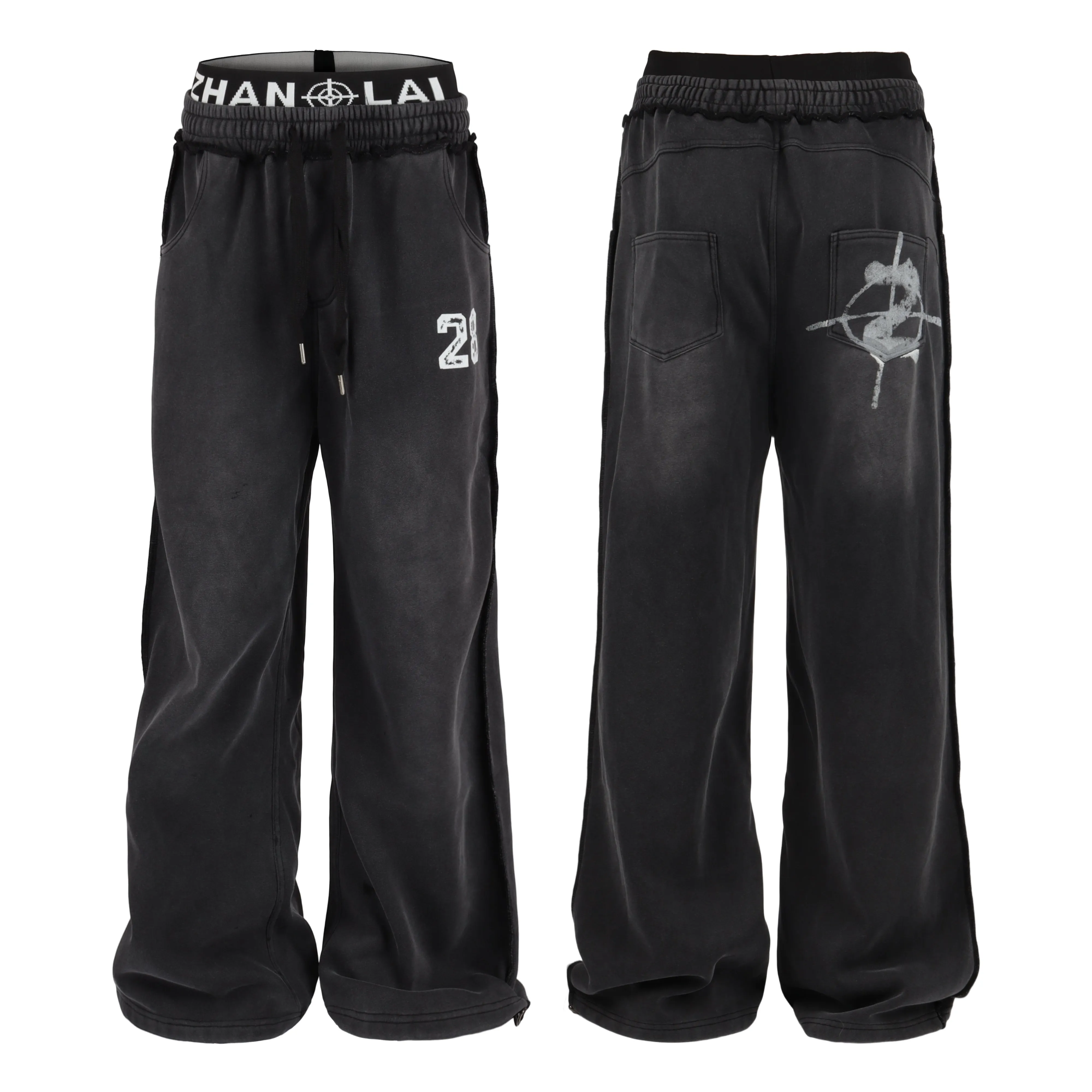 Omirad Graffiti Washed Wide-Leg Sweatpants sold by Omirad