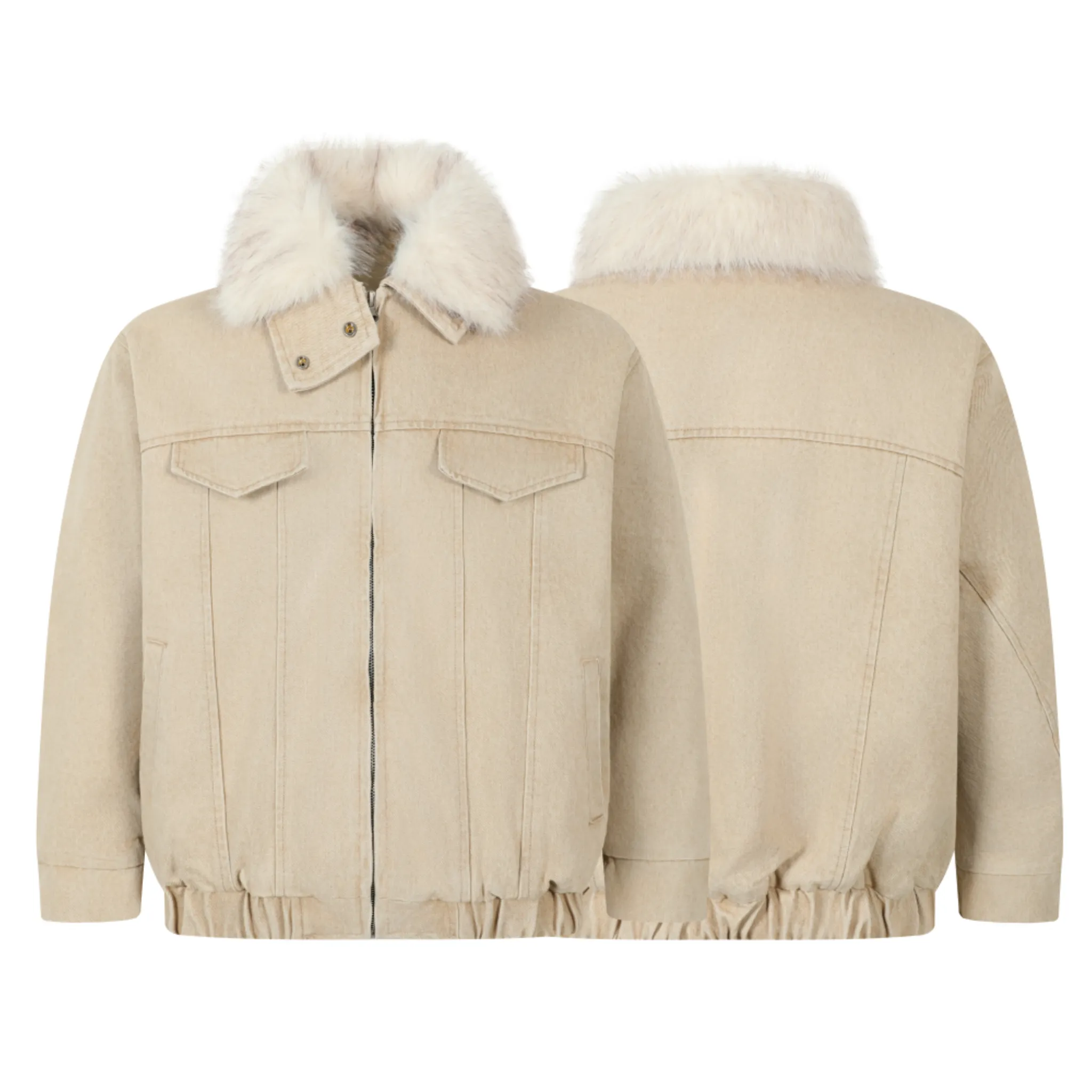 Omirad Faux Fur Collar Denim Jacket sold by Omirad product image thumbnail 4