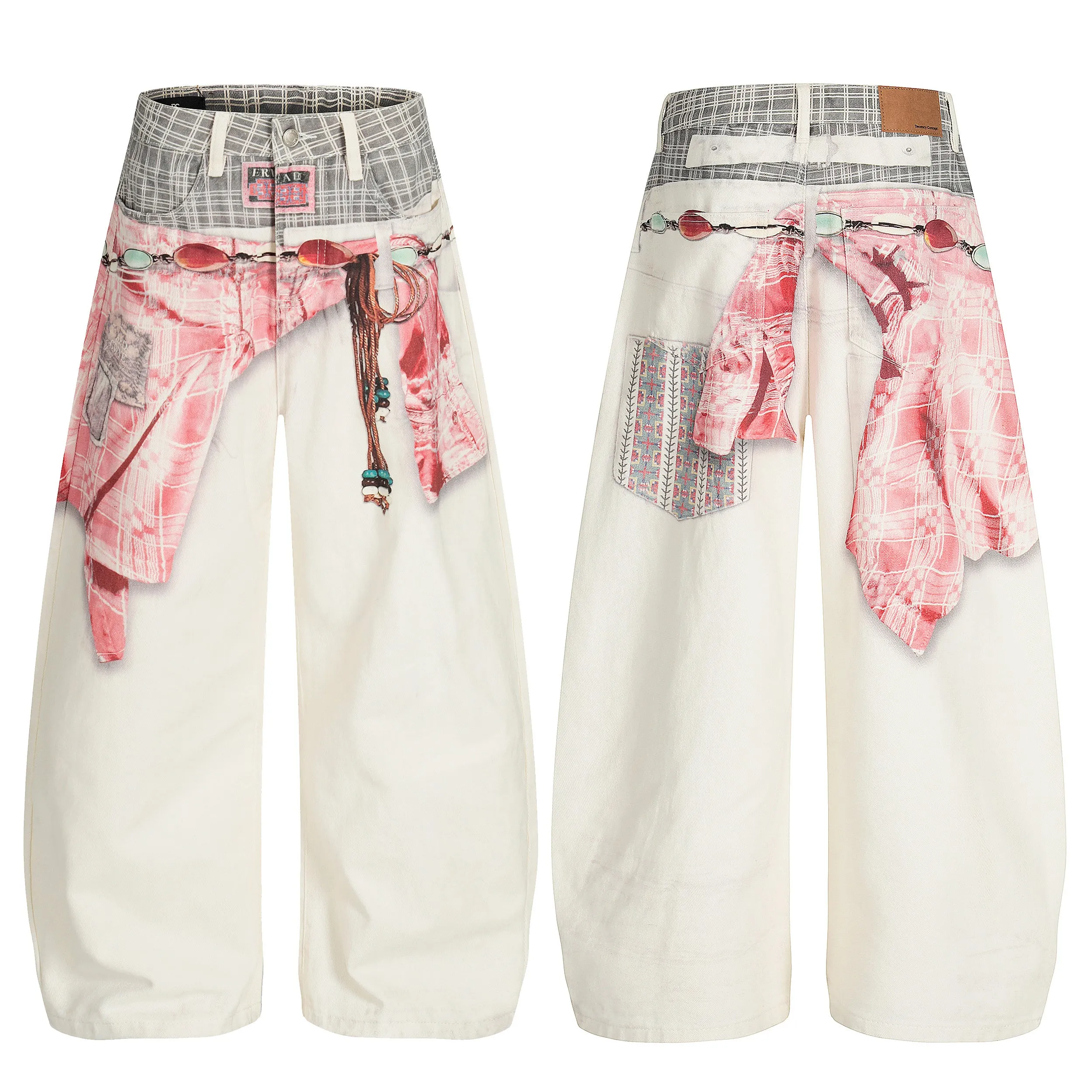 Omirad Digital Print Layered Denim Pants sold by Omirad