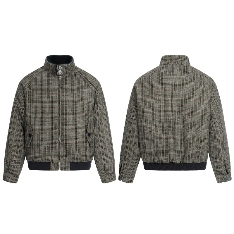 Omirad Vintage Check Wool Blend Bomber Jacket made by Omirad