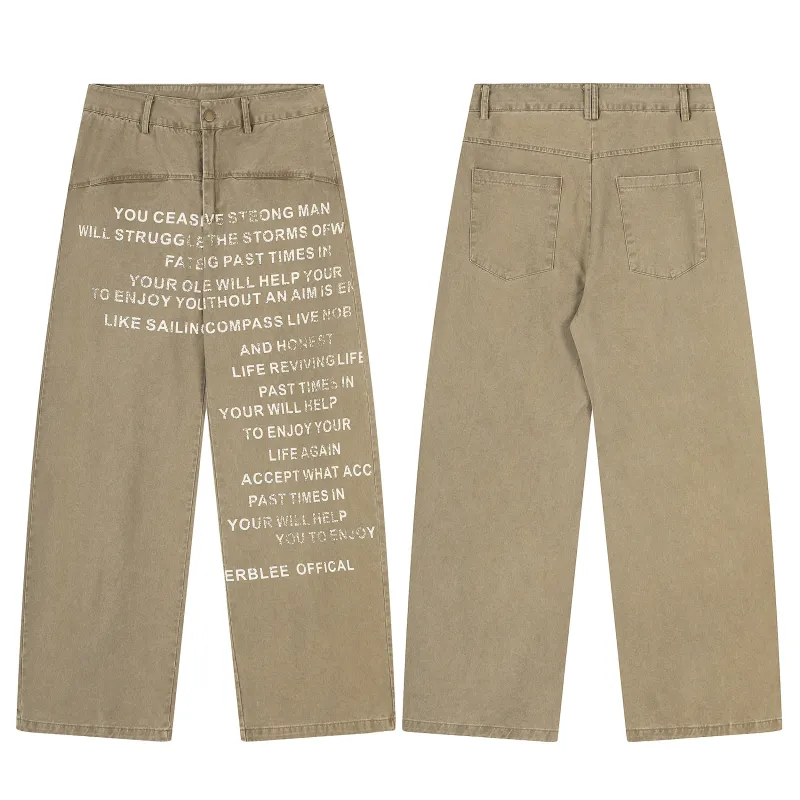 Omirad Text-Print Vintage Wide-Leg Pants made by Omirad