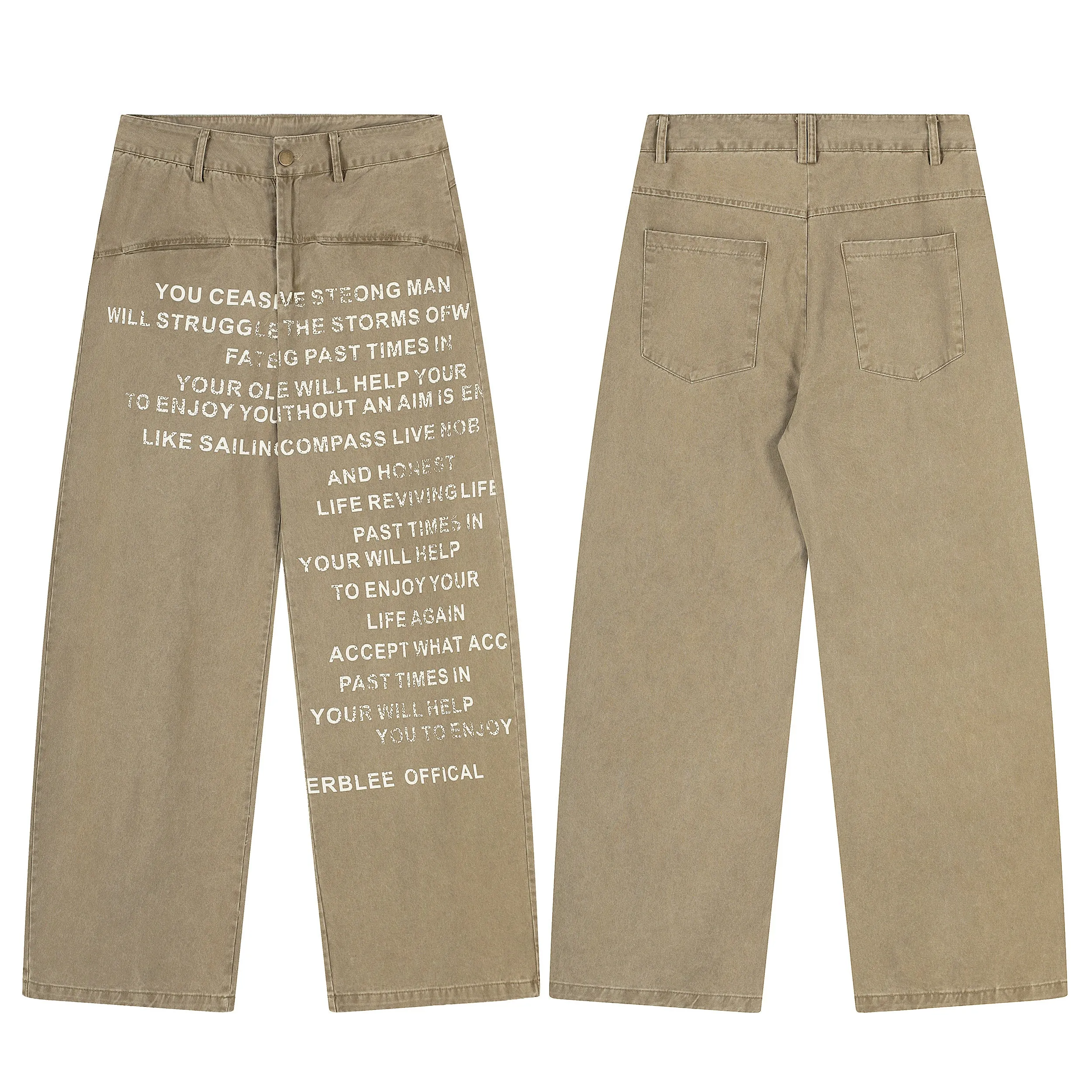 Omirad Text-Print Vintage Wide-Leg Pants sold by Omirad