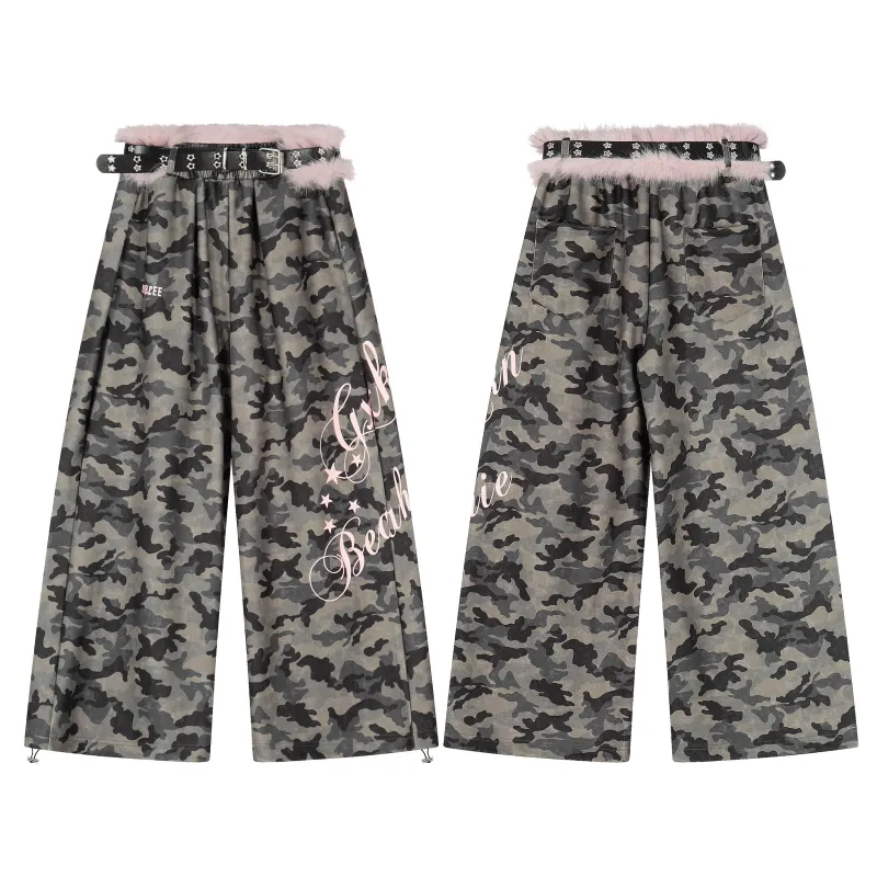 Omirad Camo Faux Fur Trim Pants made by Omirad