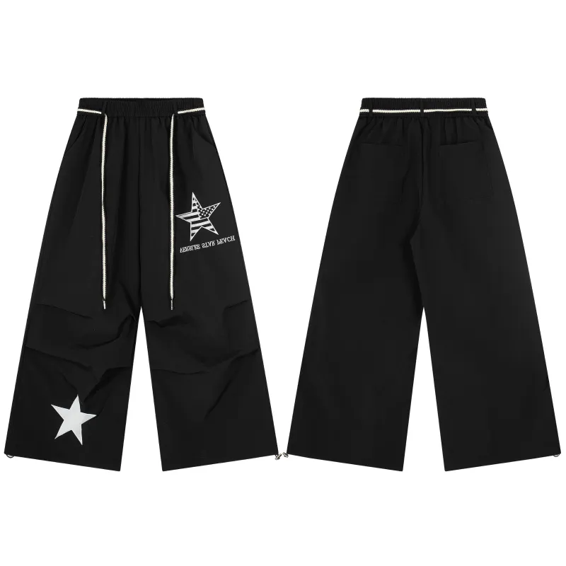 Omirad Star Patch Nylon Wide-Leg Pants made by Omirad