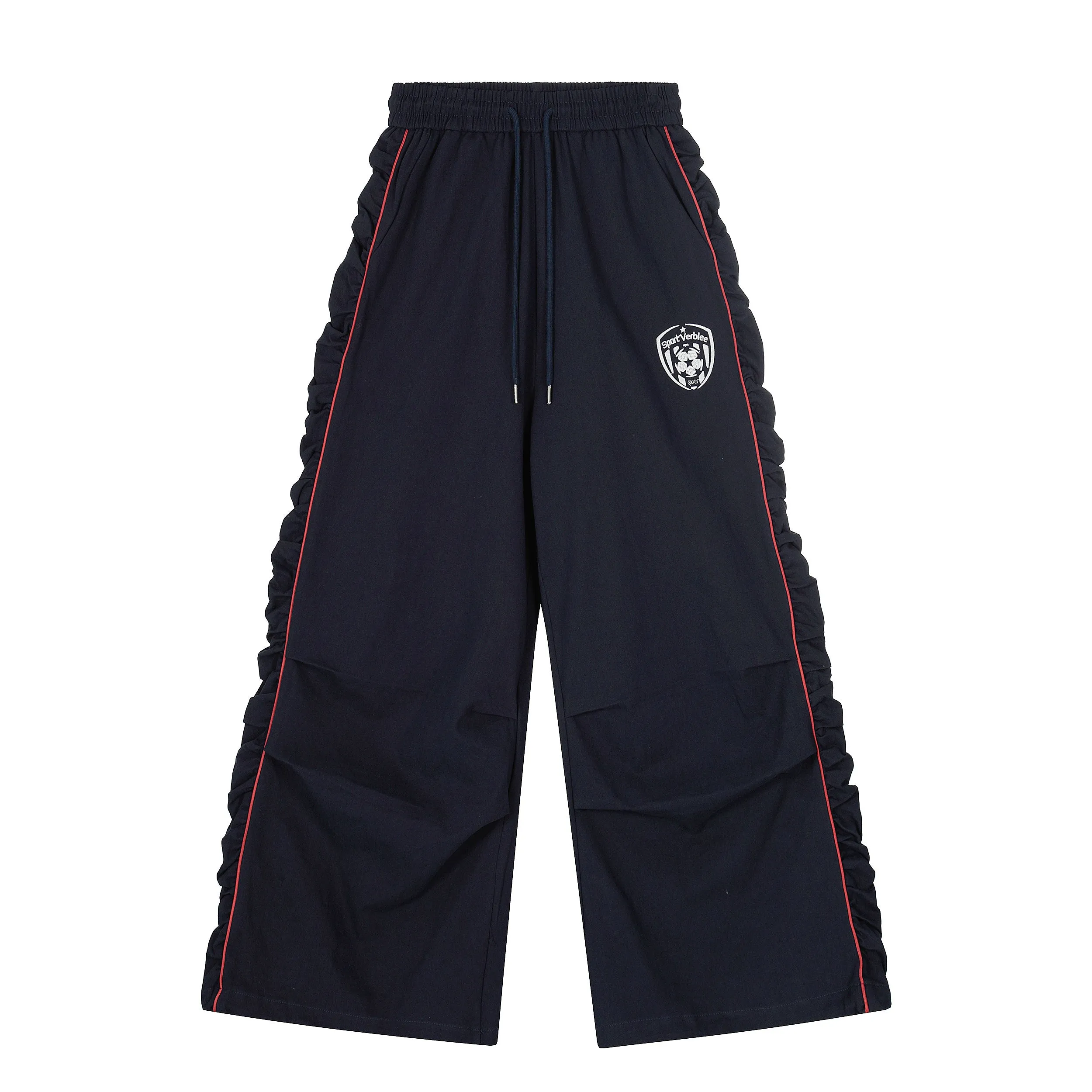 Omirad Side Pleated Shield Patch Wide-Leg Pants sold by Omirad product image thumbnail 2