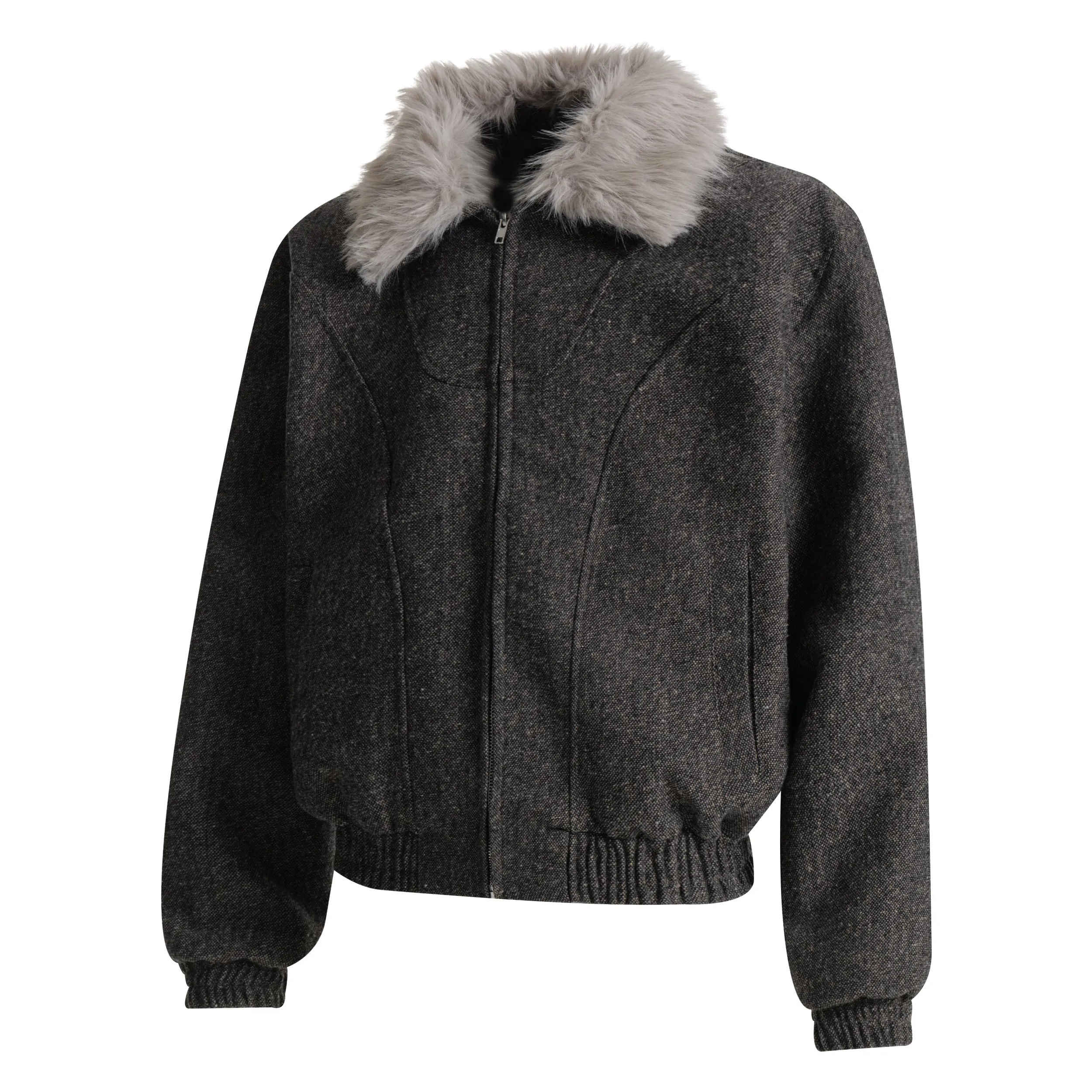 Omirad Faux-Fur Collar Wool-Blend Jacket sold by Omirad product image thumbnail 3