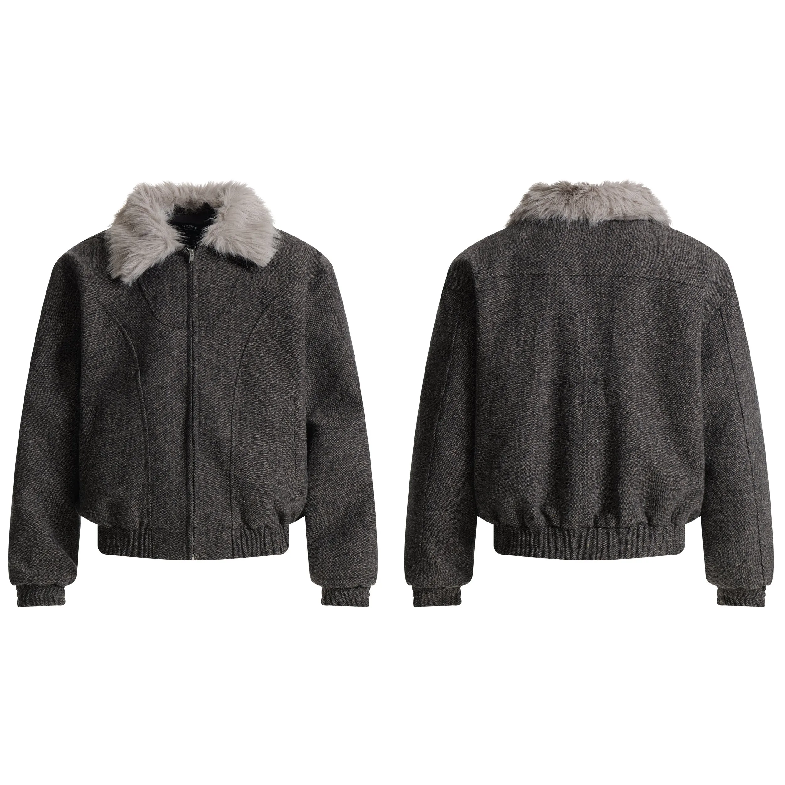 Omirad Faux-Fur Collar Wool-Blend Jacket sold by Omirad