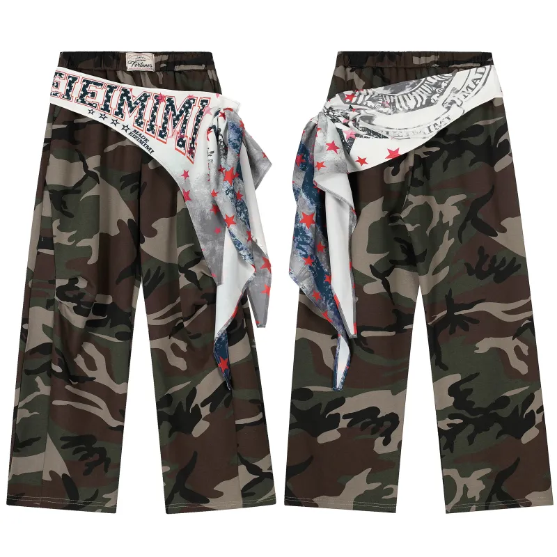 Omirad Camo Scarf-Wrap Wide Leg Pants made by Omirad