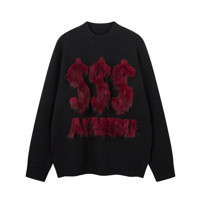Omirad Furry Lettering Knit Sweater made by Omirad