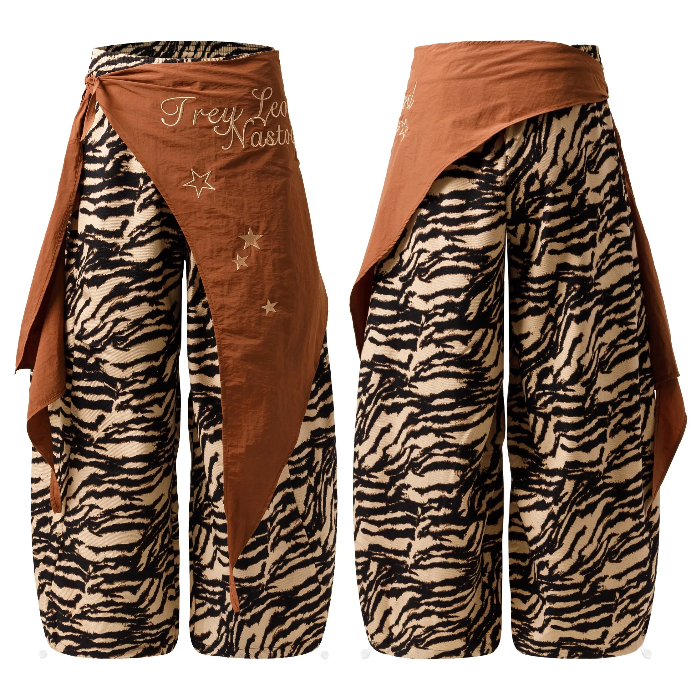 Omirad Zebra Wrap Panel Wide-Leg Mesh Pants sold by Omirad