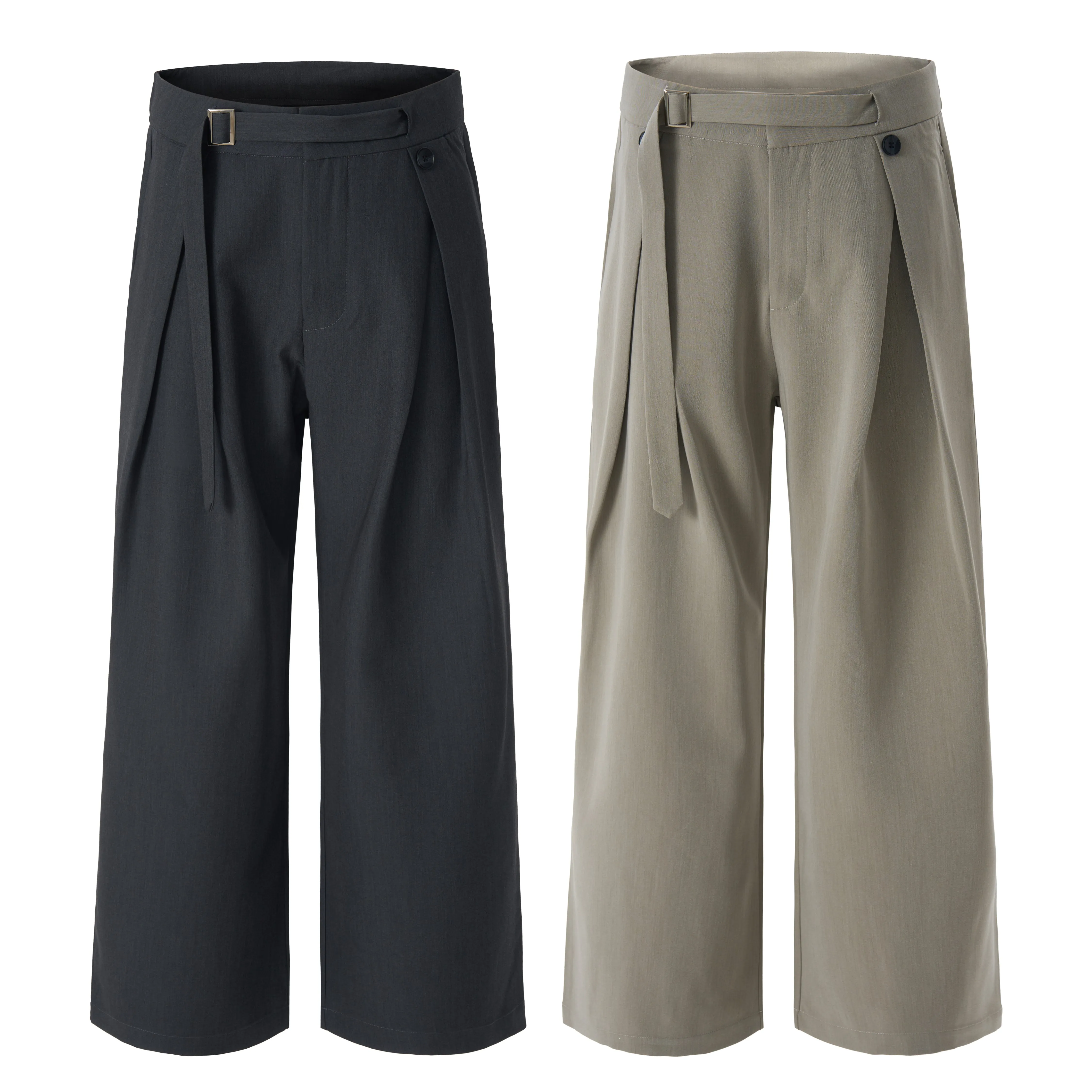 Omirad Buckle-Wrap Wide-Leg Trousers sold by Omirad